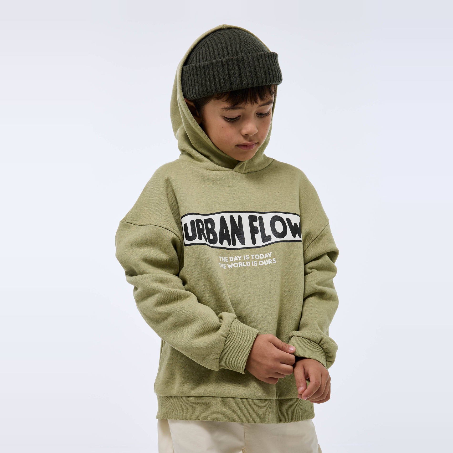 Sweat à capuche imprimé contenant du coton BIO GOTS, MONOPRIX