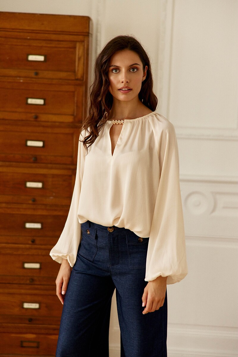 Blouse fluide à col bijou, BINTA, LA PETITE ETOILE