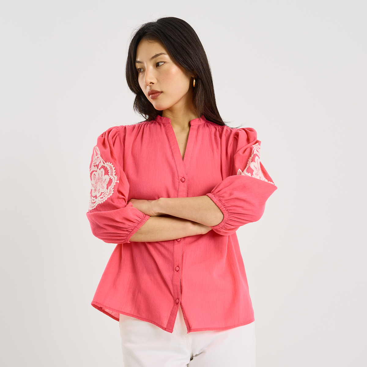 Chemise fluide broderies florales, GRAIN DE MALICE