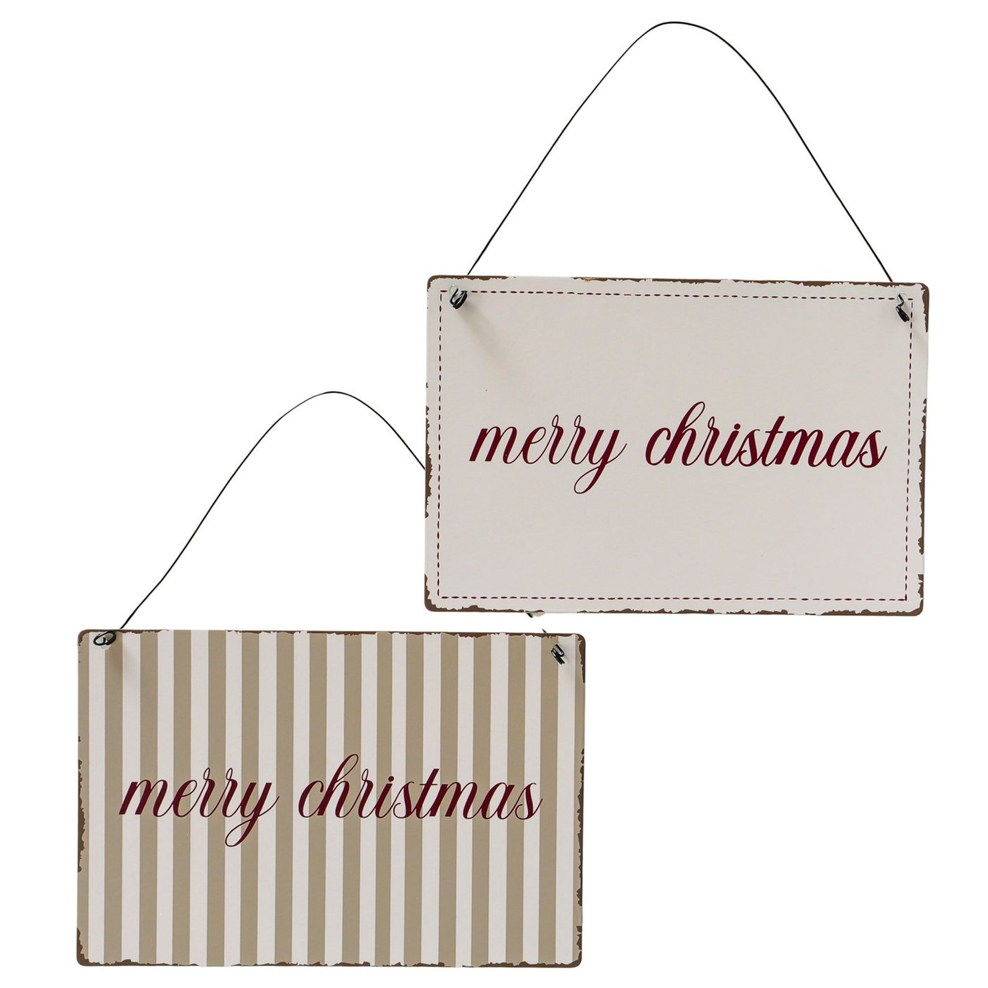 Set de 2 panneaux en métal merry christmas 21x14cm, WADIGA