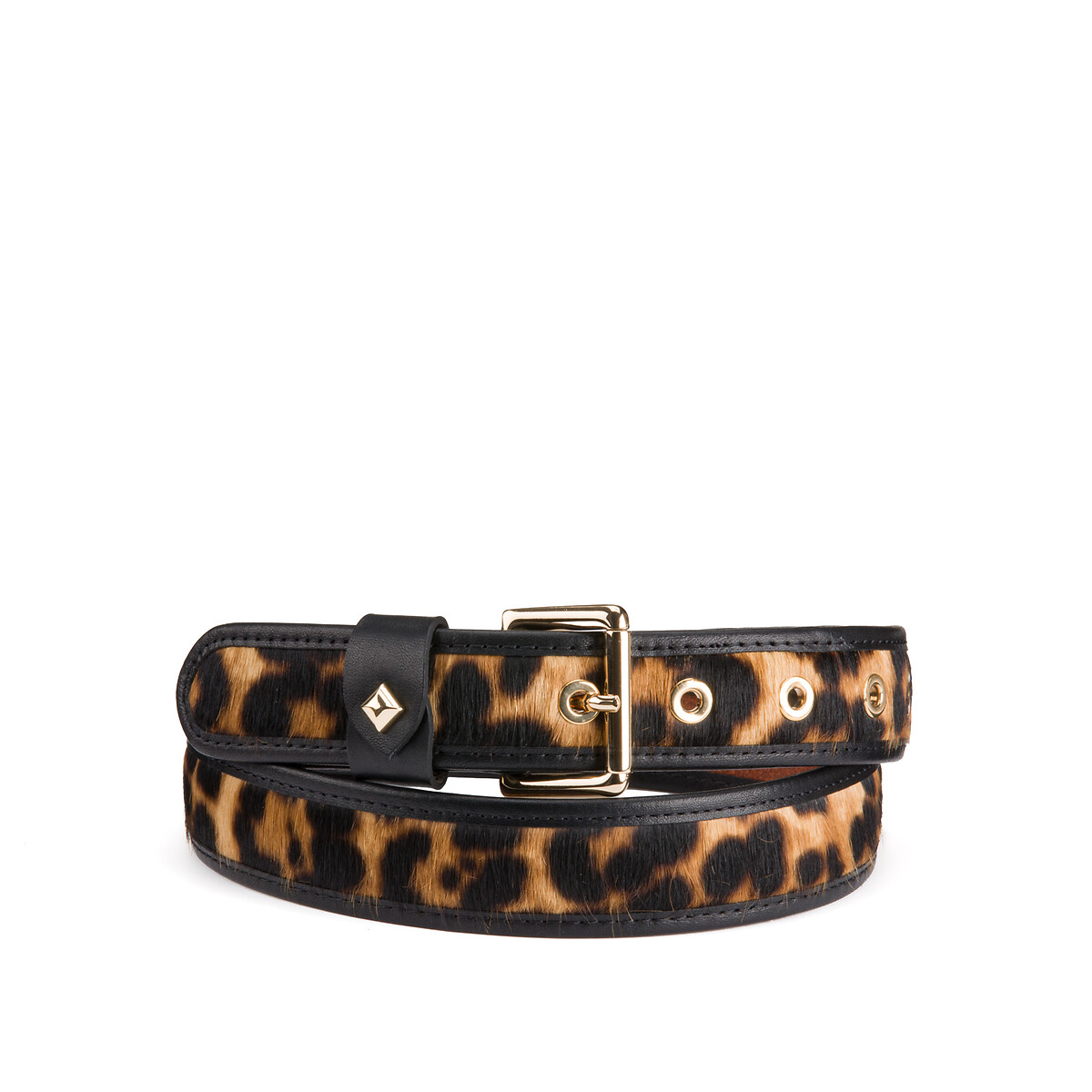 La Turenne Leather Belt in Leopard Print