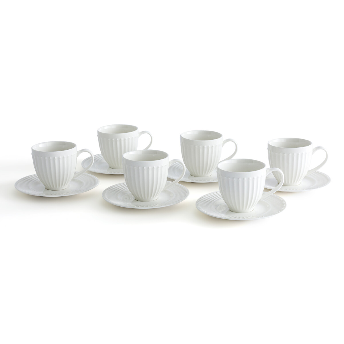 Set of 6 jewely porcelain tea cups and saucers white La Redoute ...