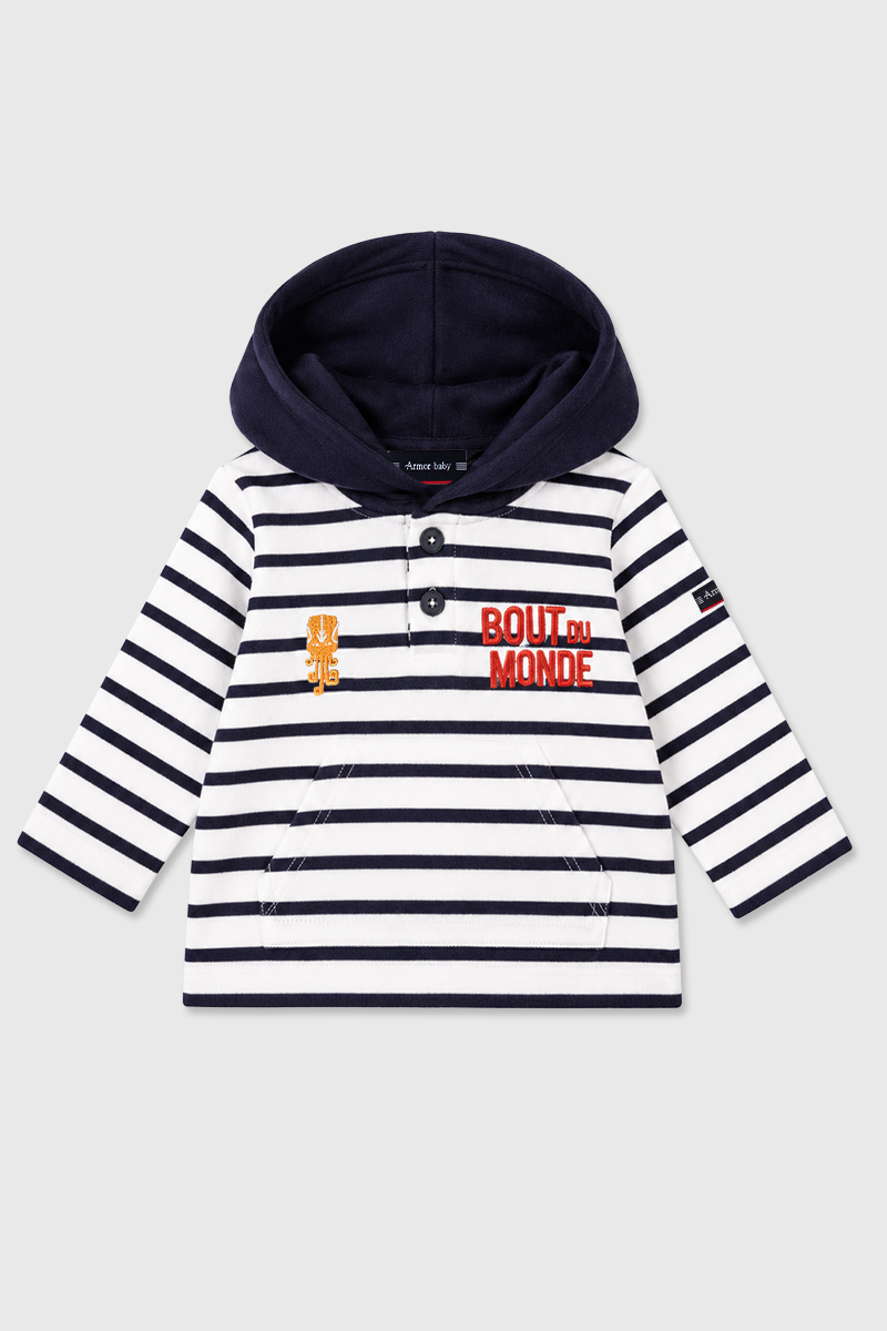 Marinière capuche en coton pour enfant, ARMOR-LUX