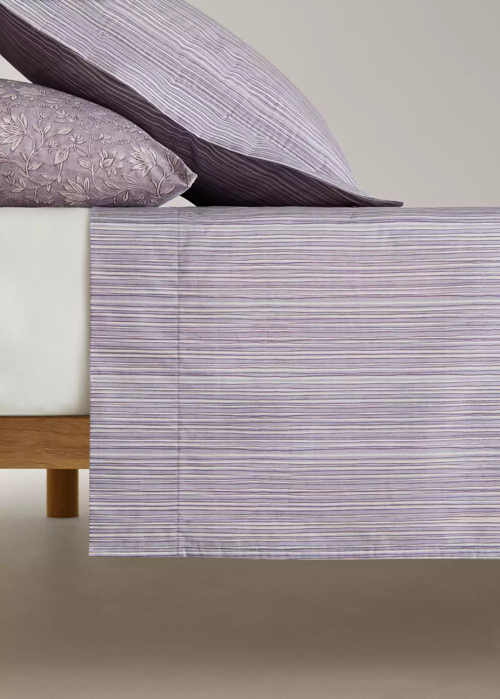 Drap plat imprimé rayures fines irrégulières 180/200 cm, MANGO HOME