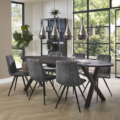 Table de repas ovale moderne bois noir 240 cm HALIFAX PIER IMPORT