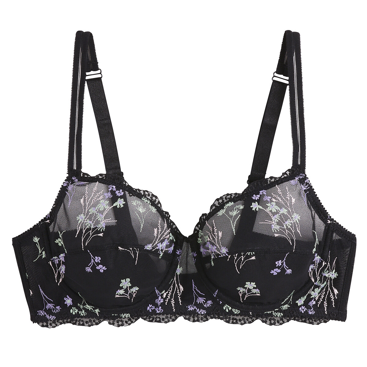 Flavie Full Cup Bra in Embroidered Tulle, LA REDOUTE COLLECTIONS