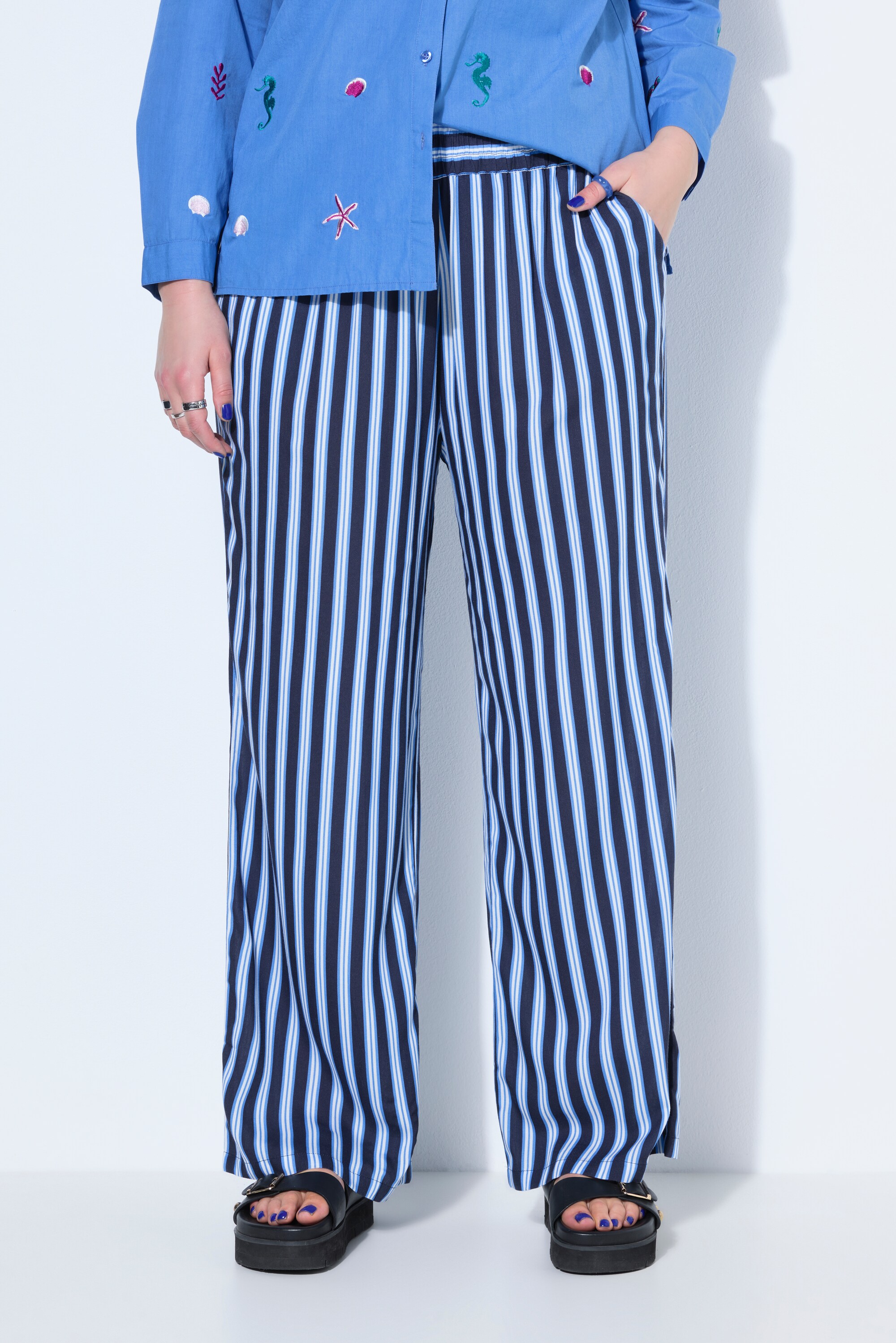 Pantalon jambes larges, taille haute, rayures, STUDIO UNTOLD