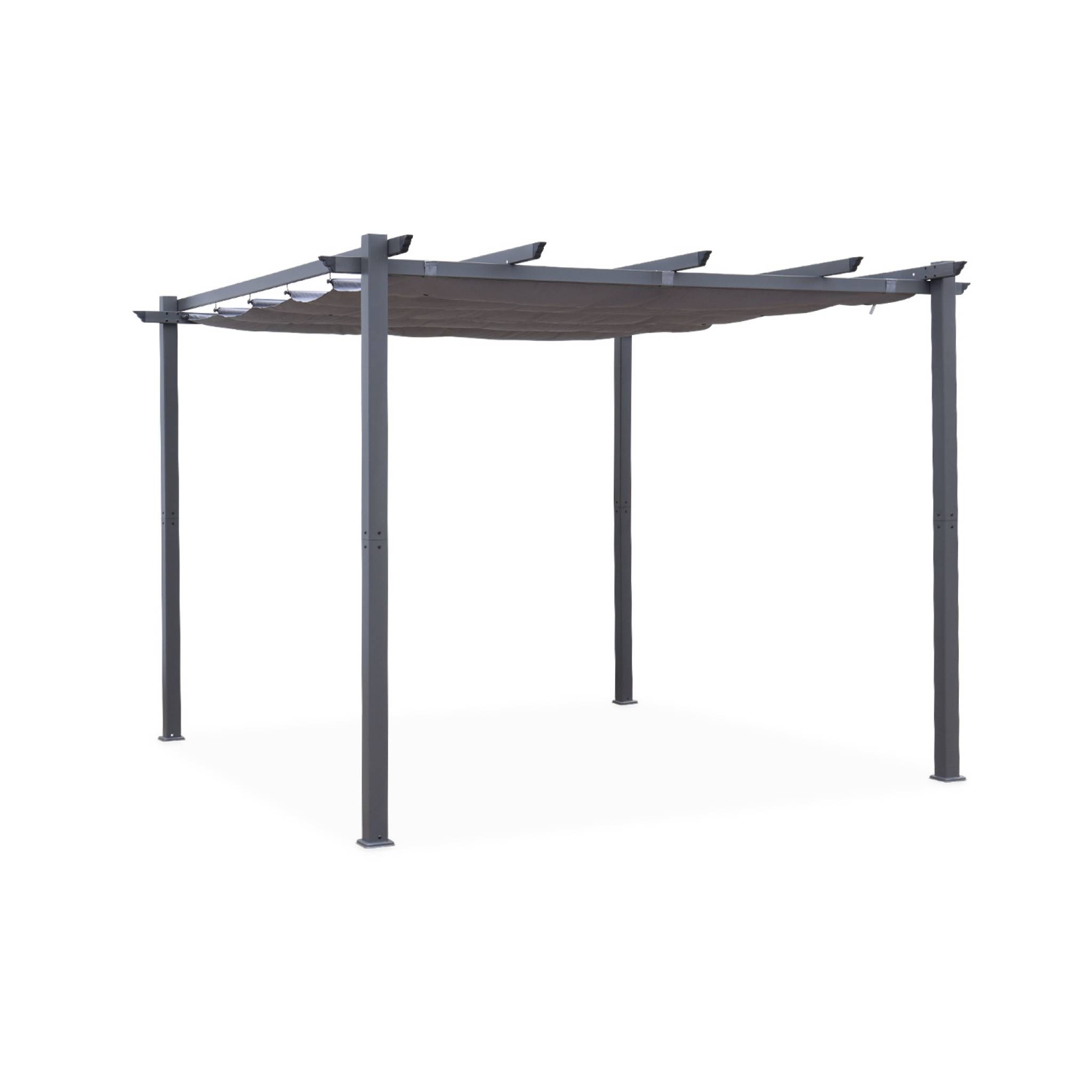 Pergola, aluminium, 3x3m, toile coulissante ISLA 3X3, SWEEEK