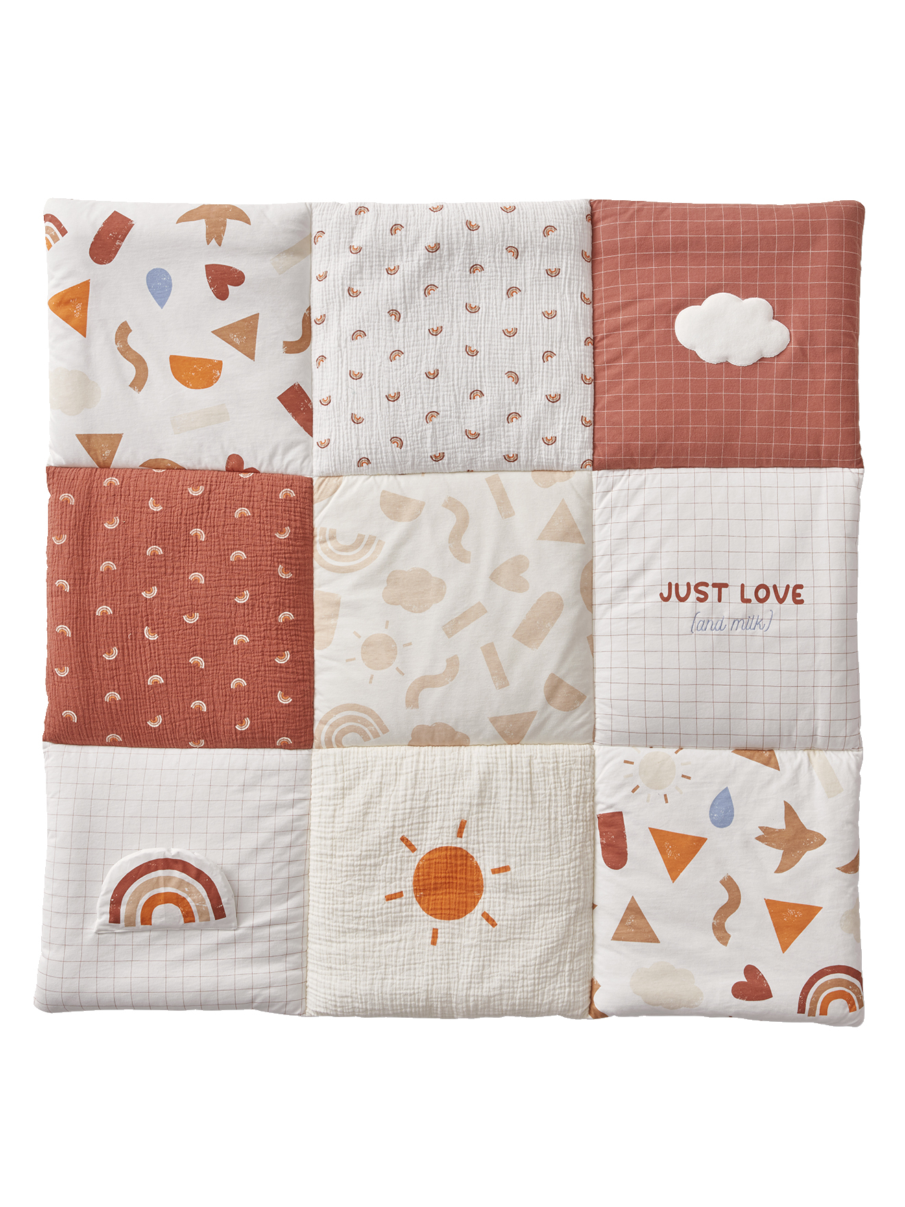 Tapis de sol / fond de parc matelassé en coton bio* HAPPY SKY, VERTBAUDET