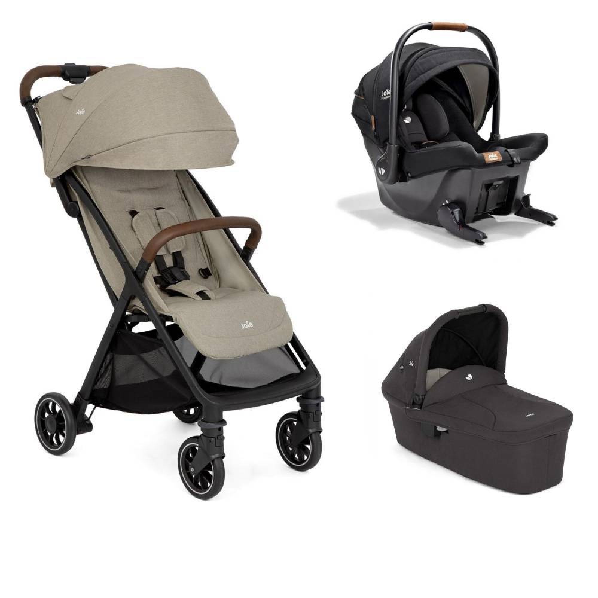 Poussette trio Pact pro Oak + siège auto Sprint Eclipse + nacelle Ramble shale, JOIE