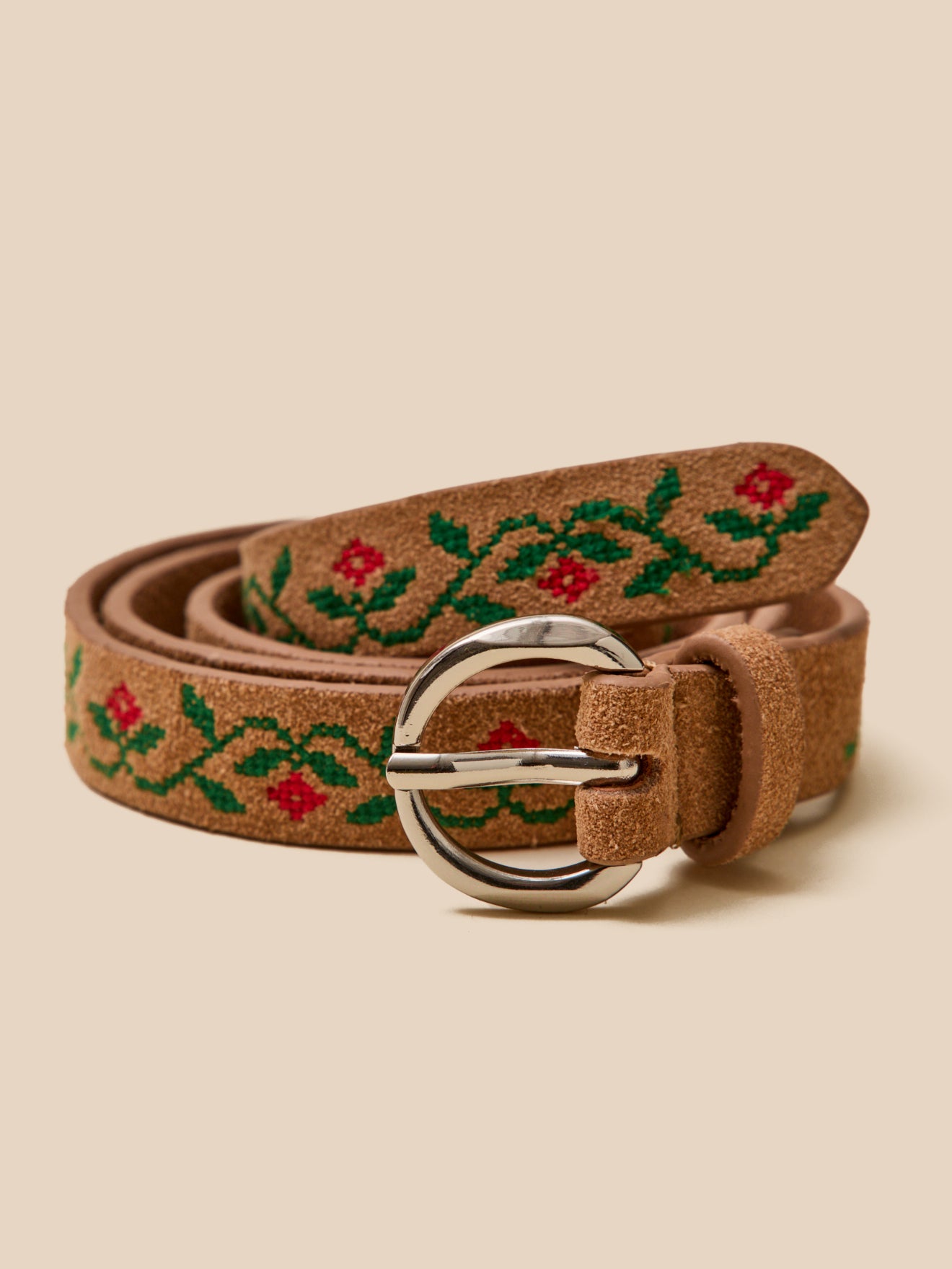 Ceinture brodée en cuir, CYRILLUS