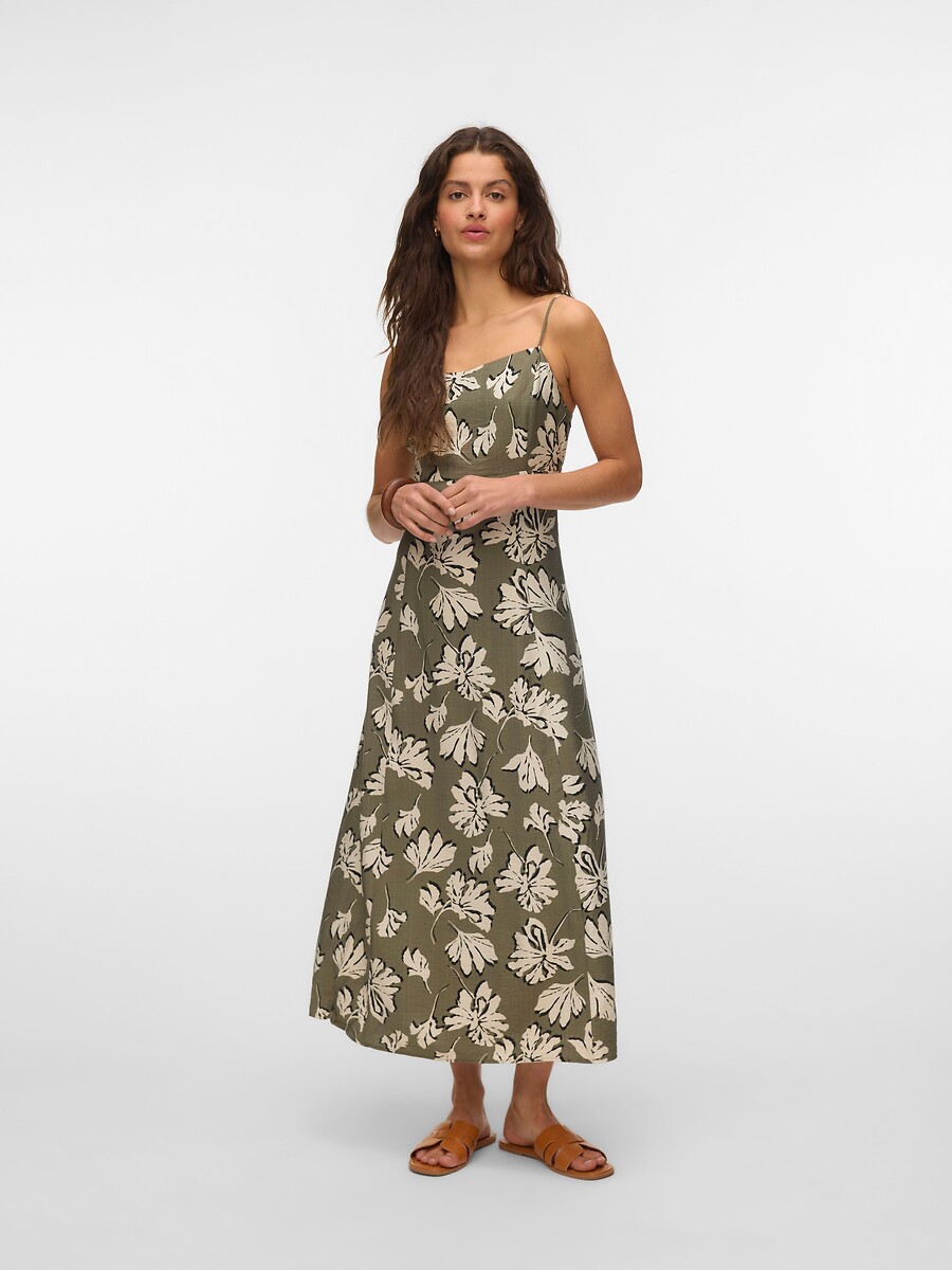 Robe longue imprimée à bretelles, VERO MODA