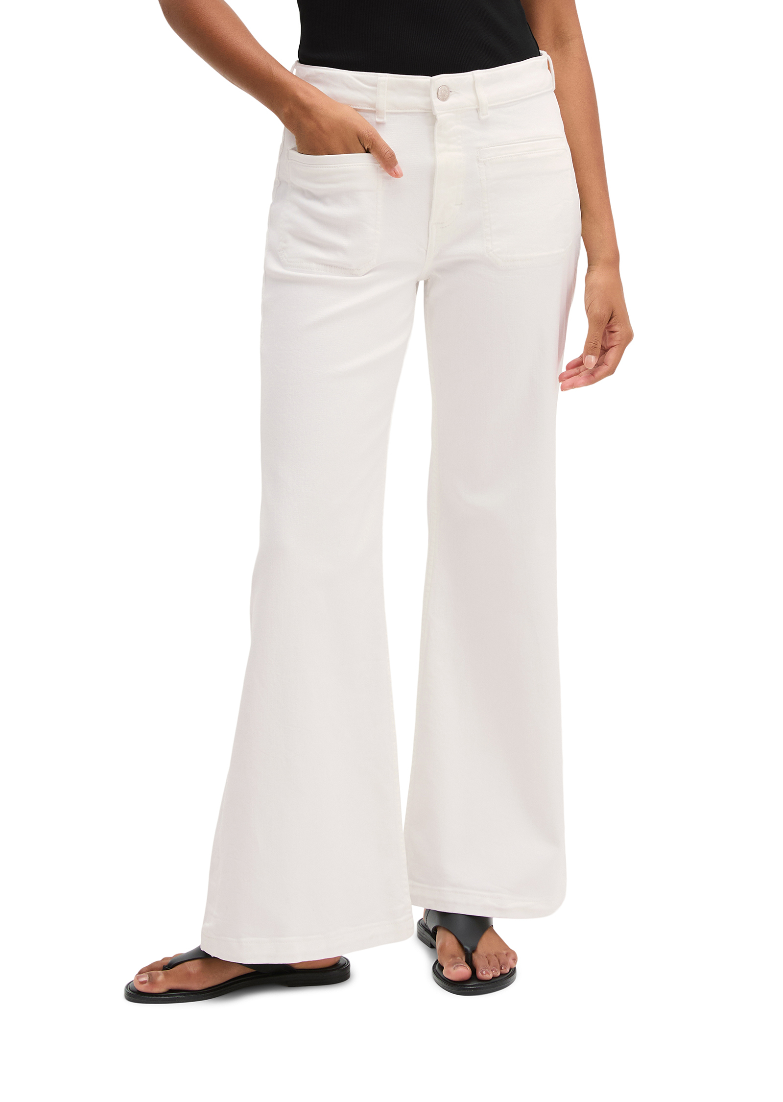 Jeans modèle Caya flared en denim Left Hand, MARC O'POLO