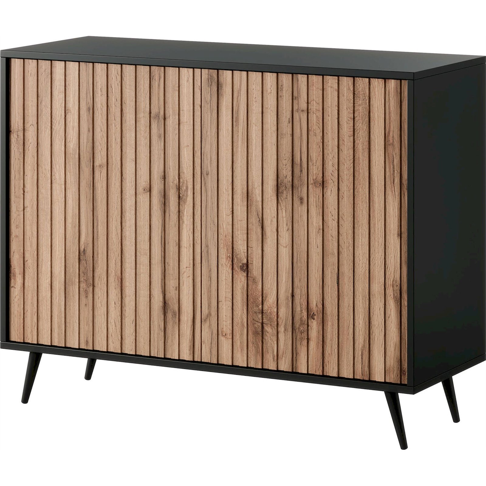 Commode BELLO à façades rainurées en bois, RECOLLECTION