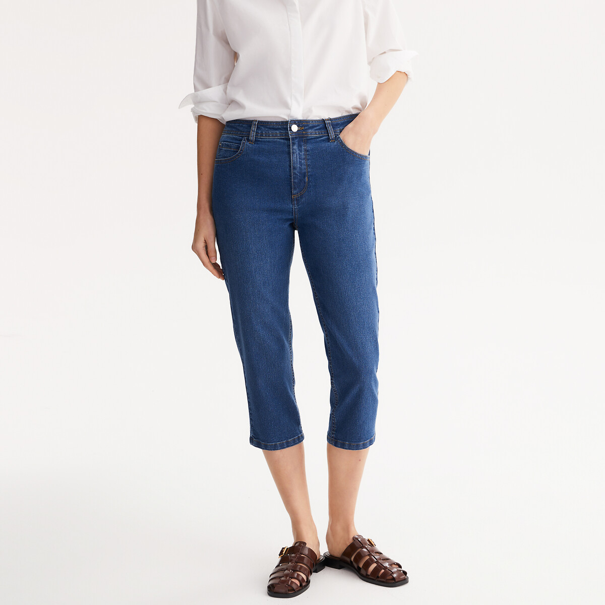 3/4 jeans in stretch denim