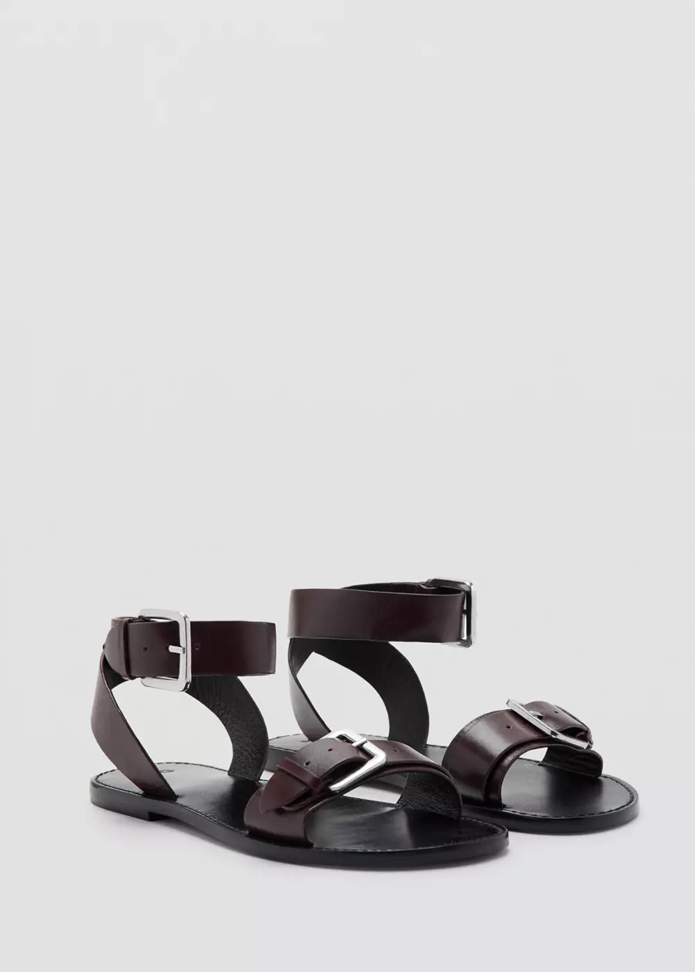 Sandales cuir boucle, MANGO