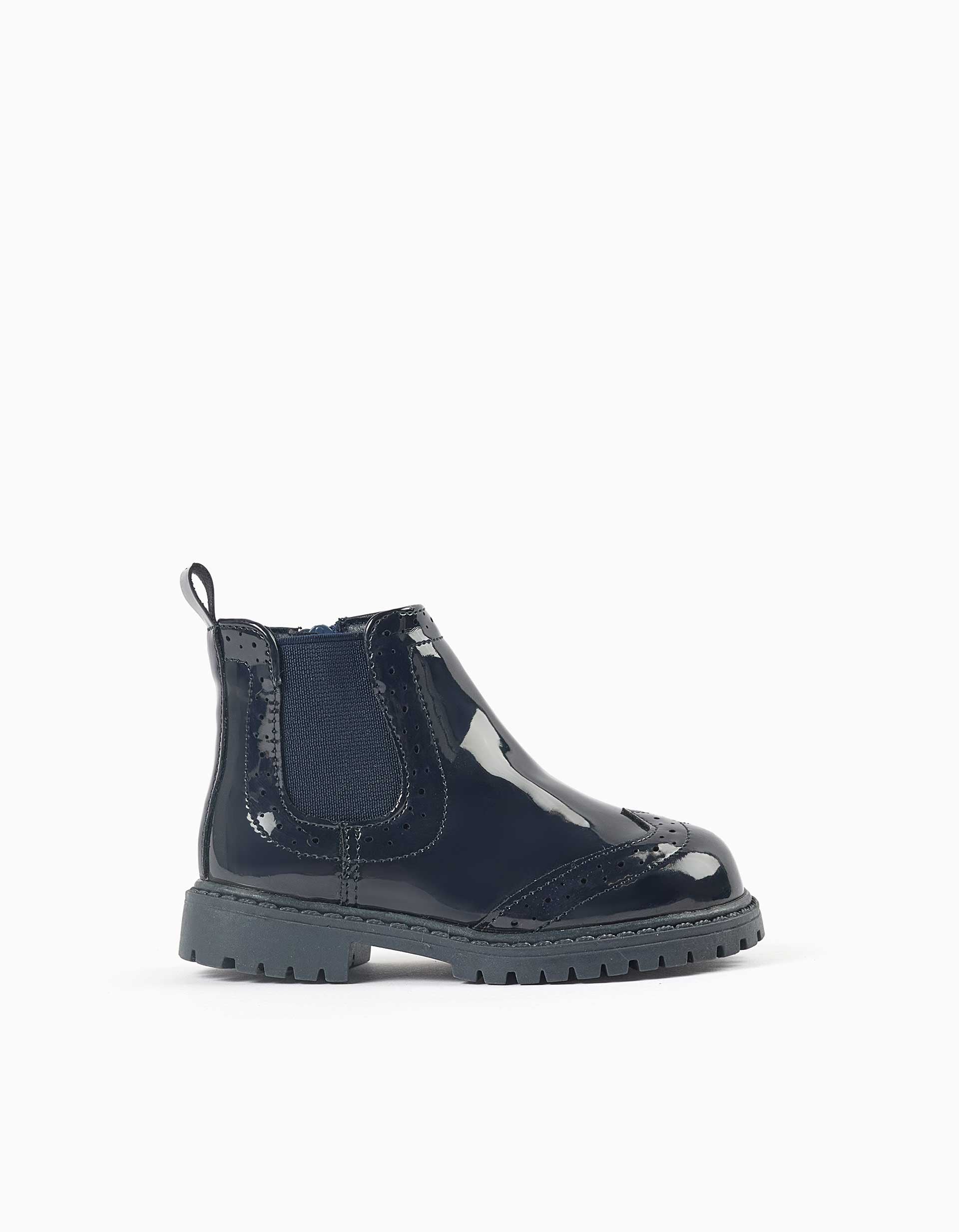 Bottines Chelsea vernies avec détails brogue, ZIPPY