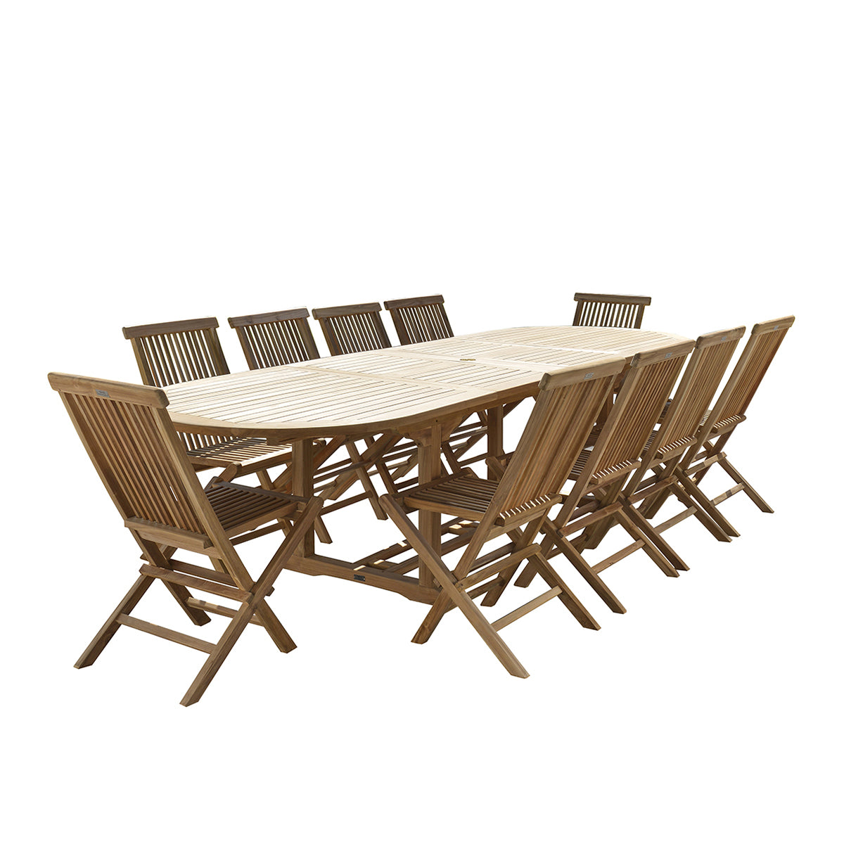 Salon de jardin en teck massif extensible 8/12 places  MIDLAND, BERAH GETAH