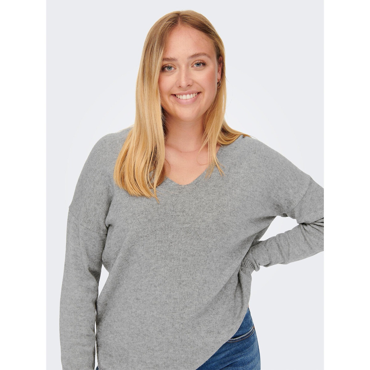 Pull maille mousseuse col V