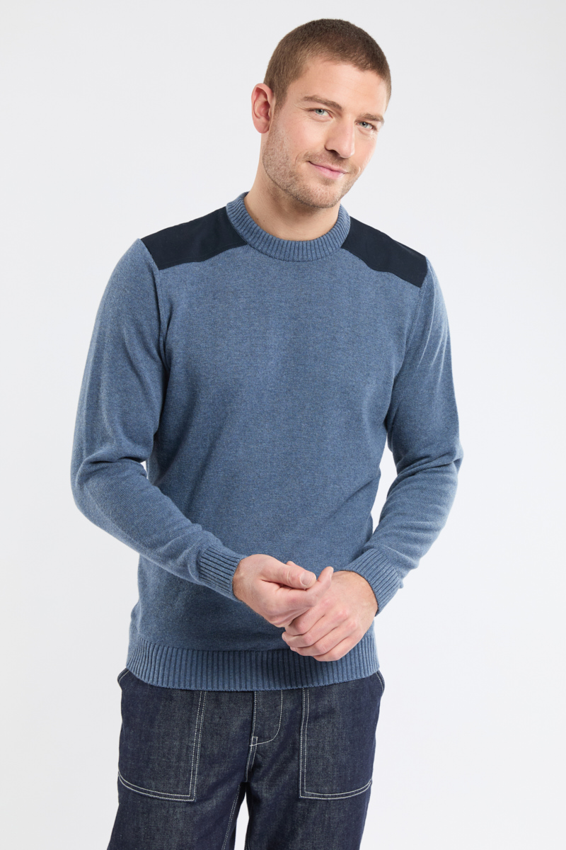 Pull col rond en coton, GUY DE BERAC