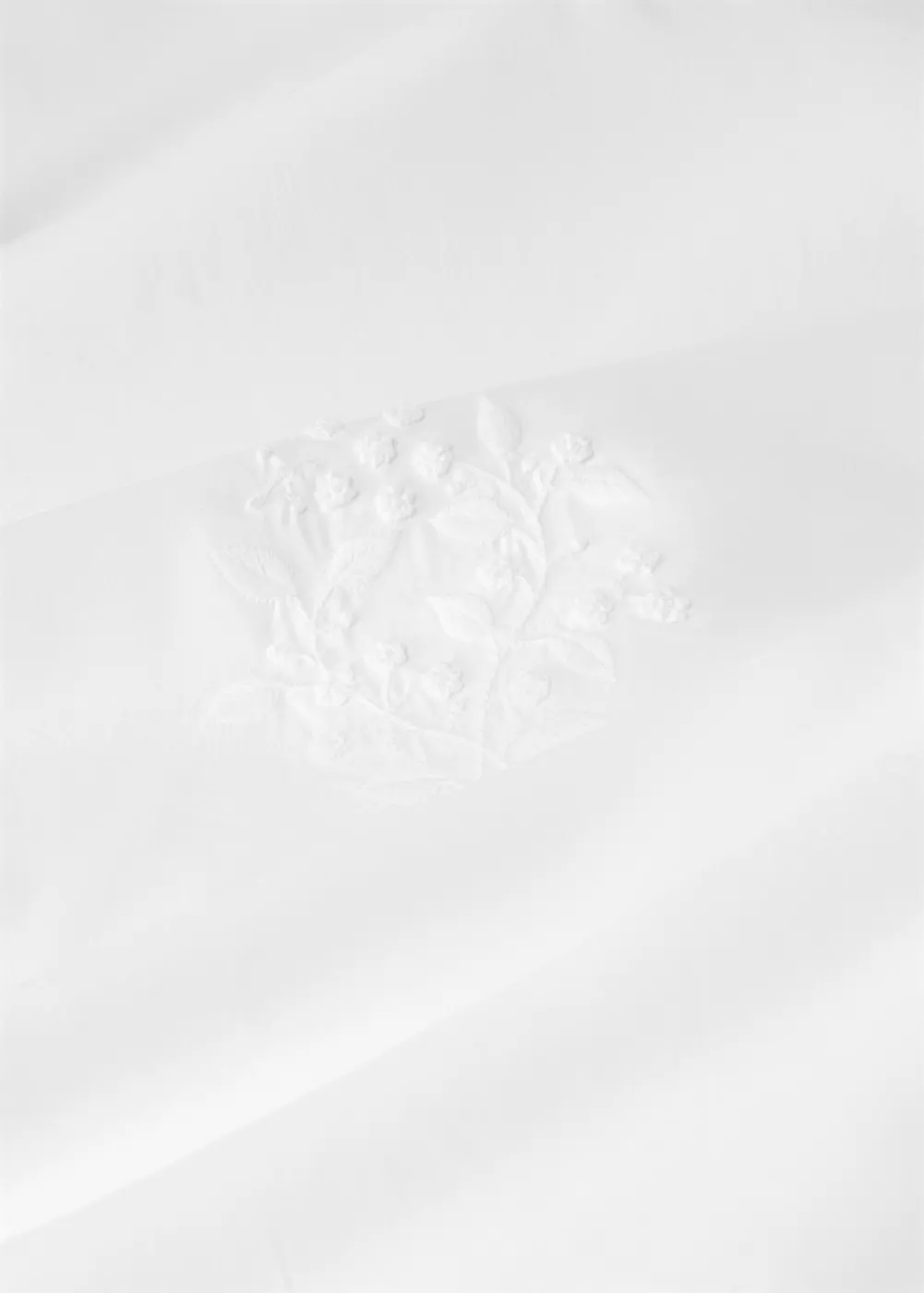 Housse de couette percale de coton broderie fleur lit 90 cm, MANGO HOME