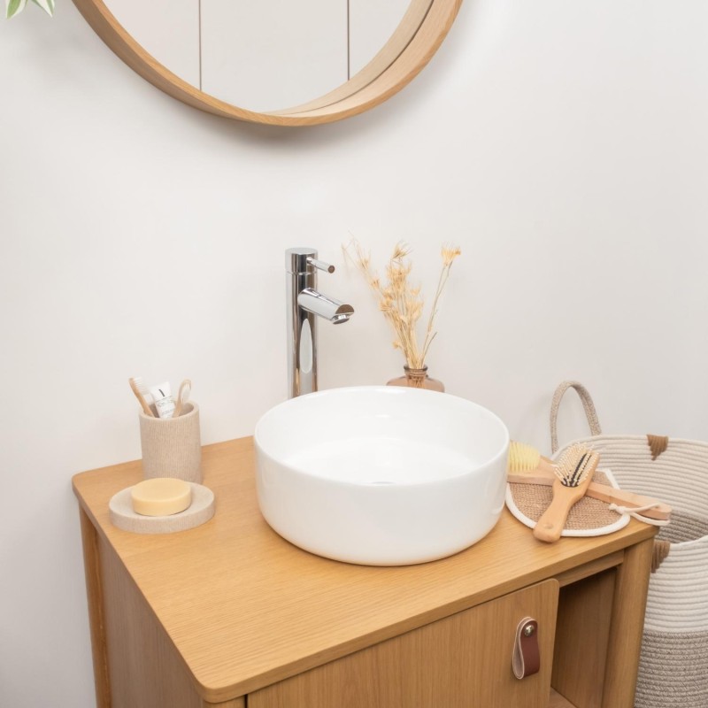 Vasque à poser ronde en céramique blanche 30cm MII, MOB IN