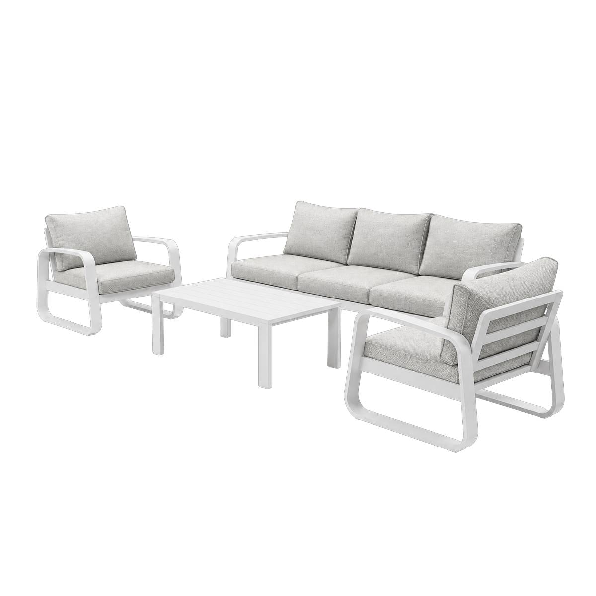 Salon de jardin 5 places taupe, MADE IN MEUBLES