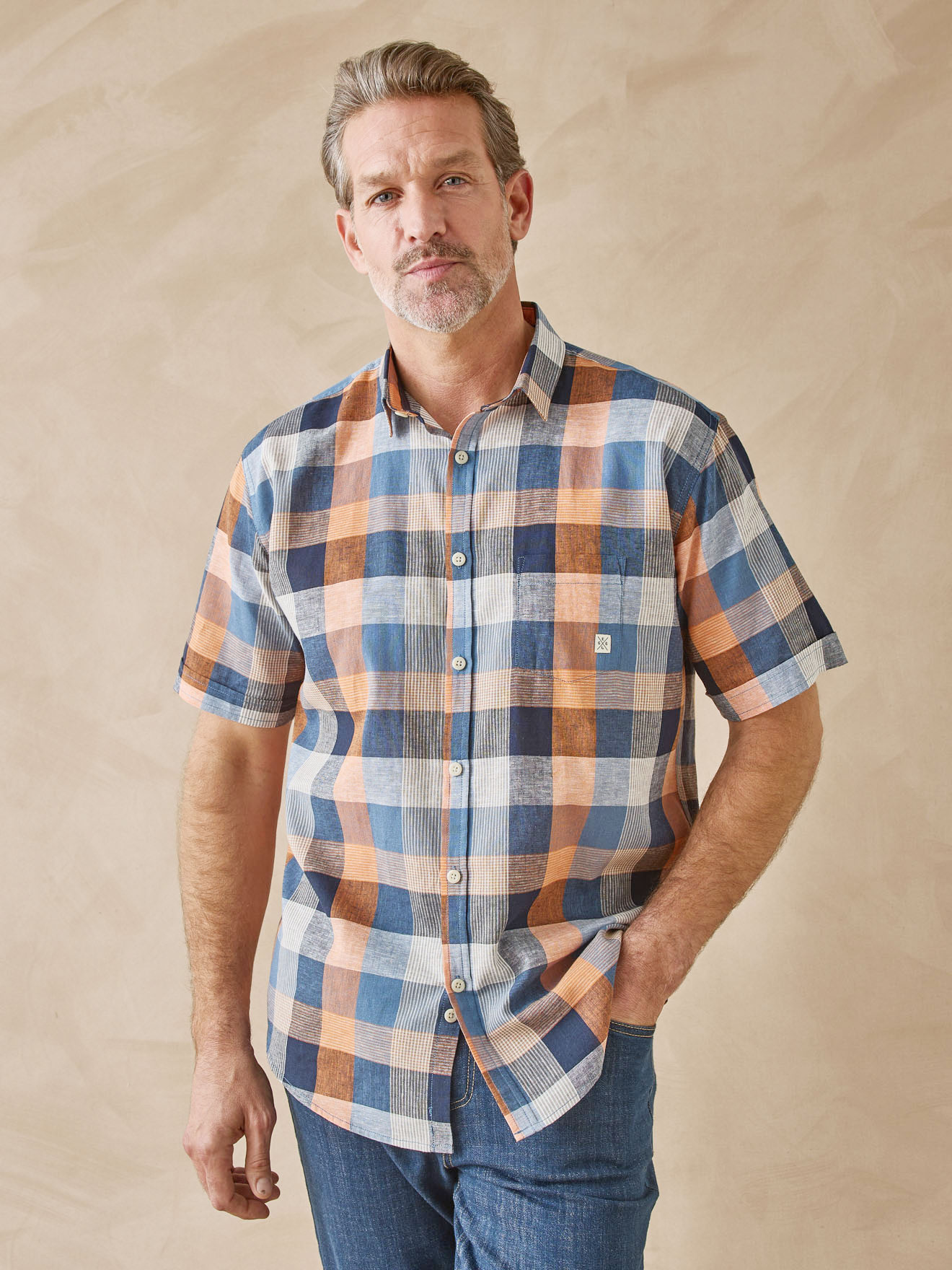 Chemise manches courtes en coton et lin, DAXON