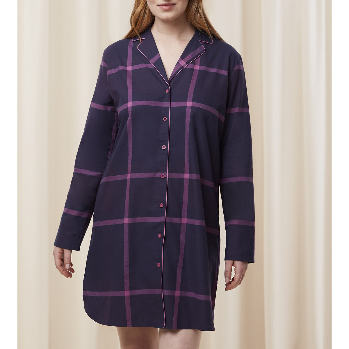 Image of Checked Cotton Nightshirt