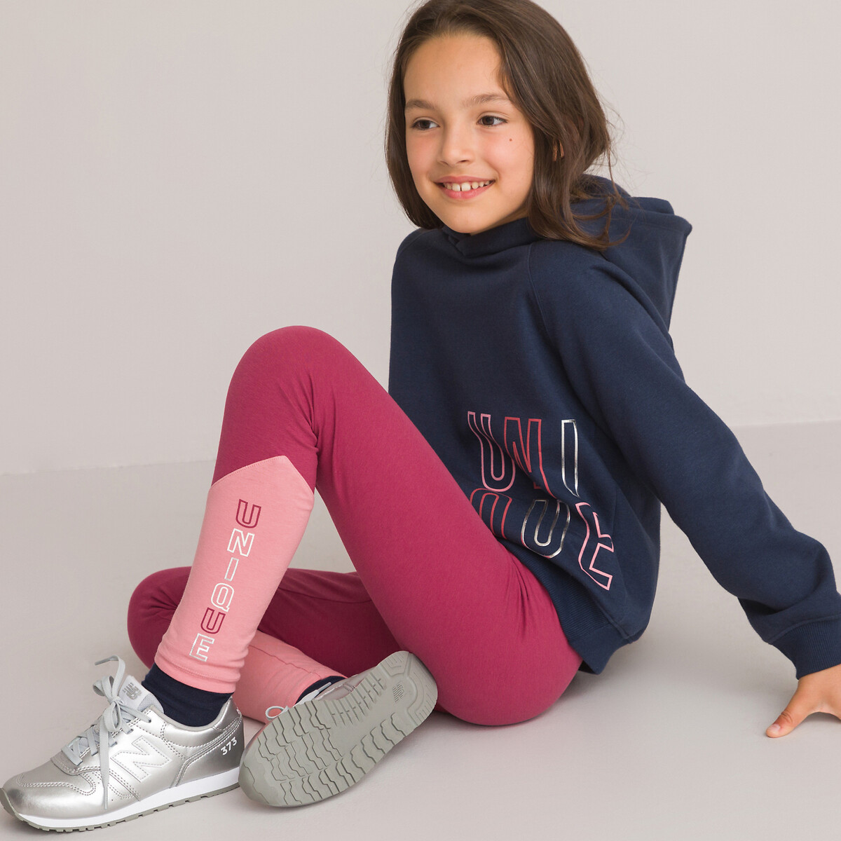 Leggings de desporto color block bordeaux/rosa La Redoute Collections