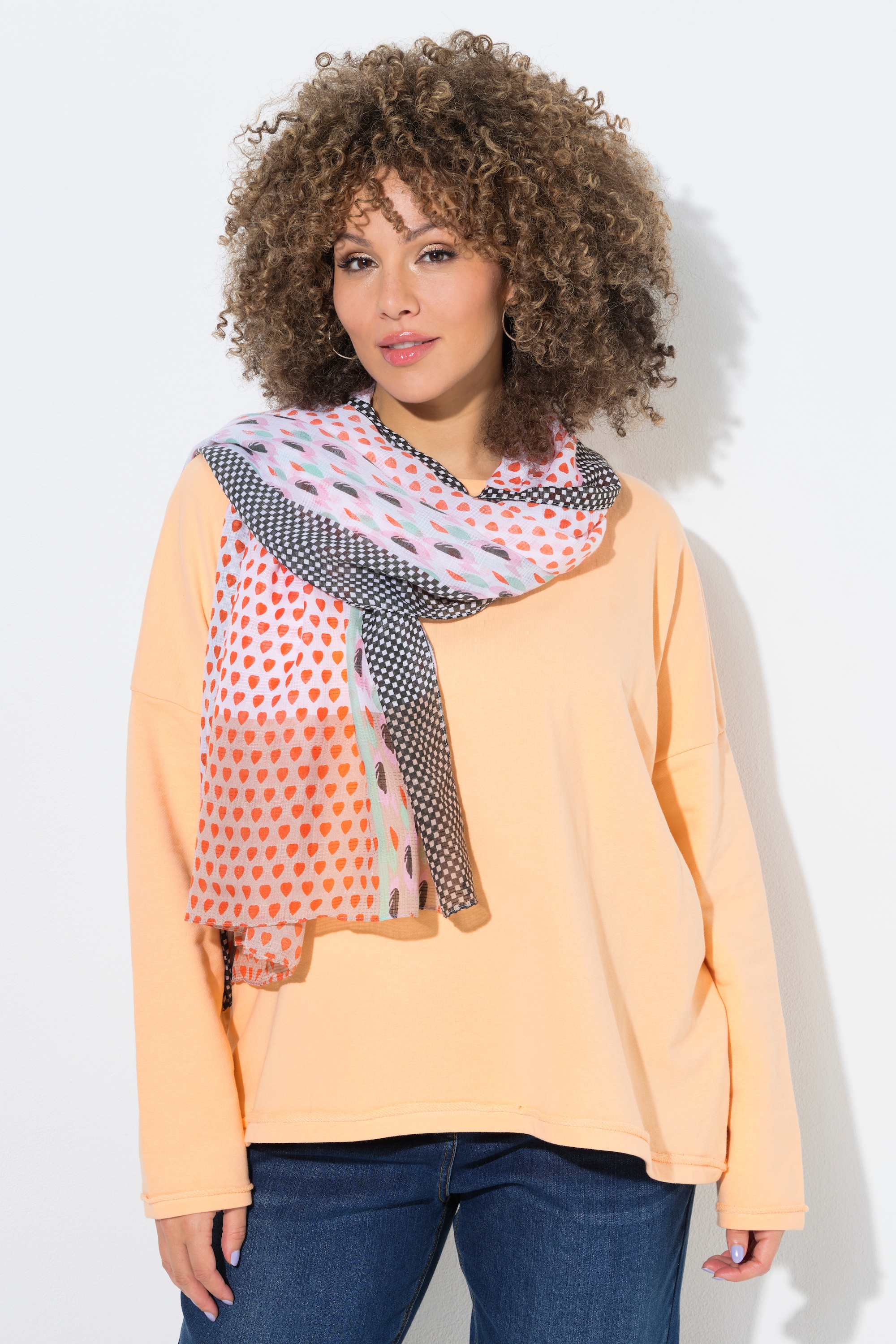 Écharpe motif cœurs, avec bordure, ULLA POPKEN
