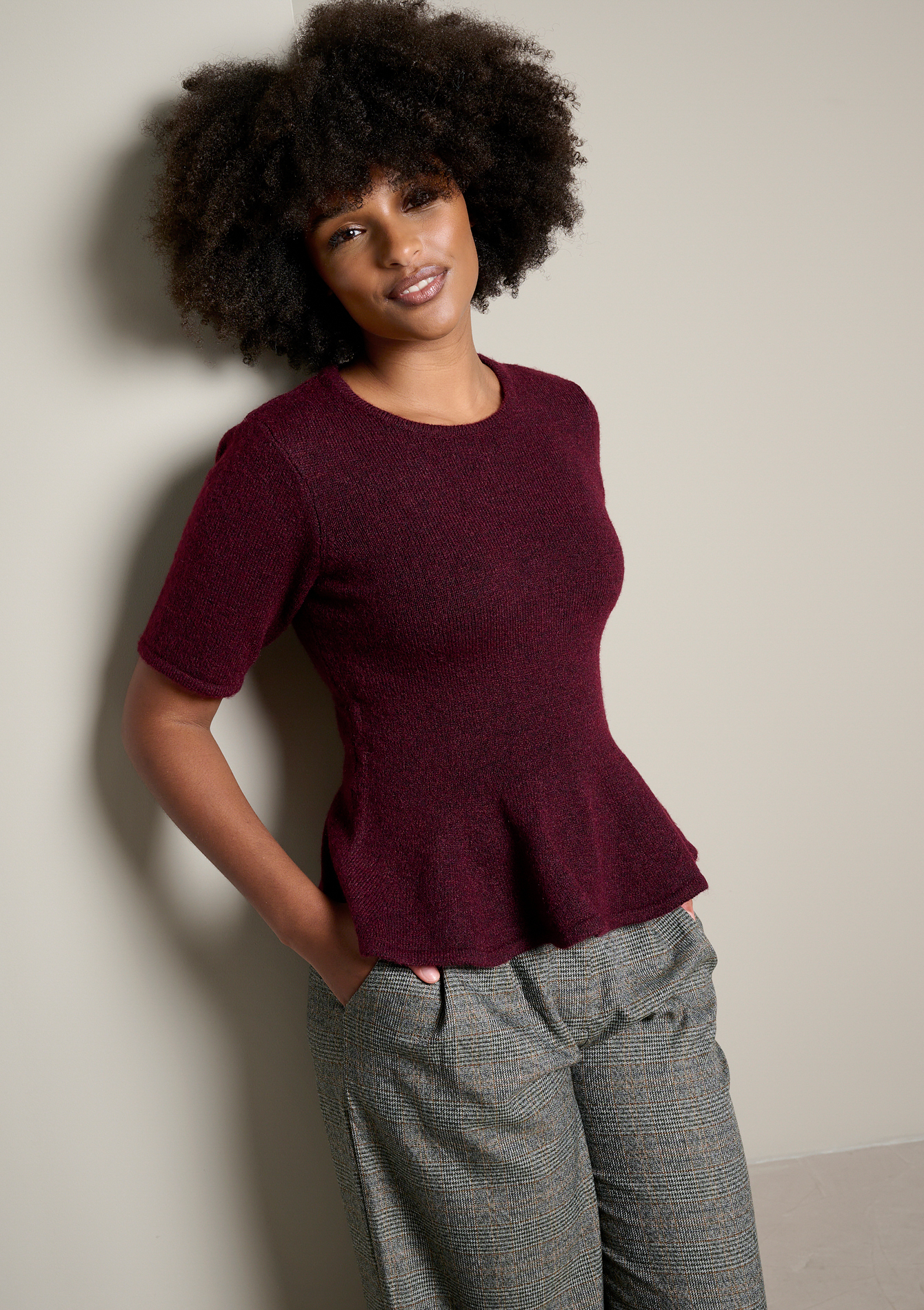 Pull peplum à manches courtes, LOLALIZA