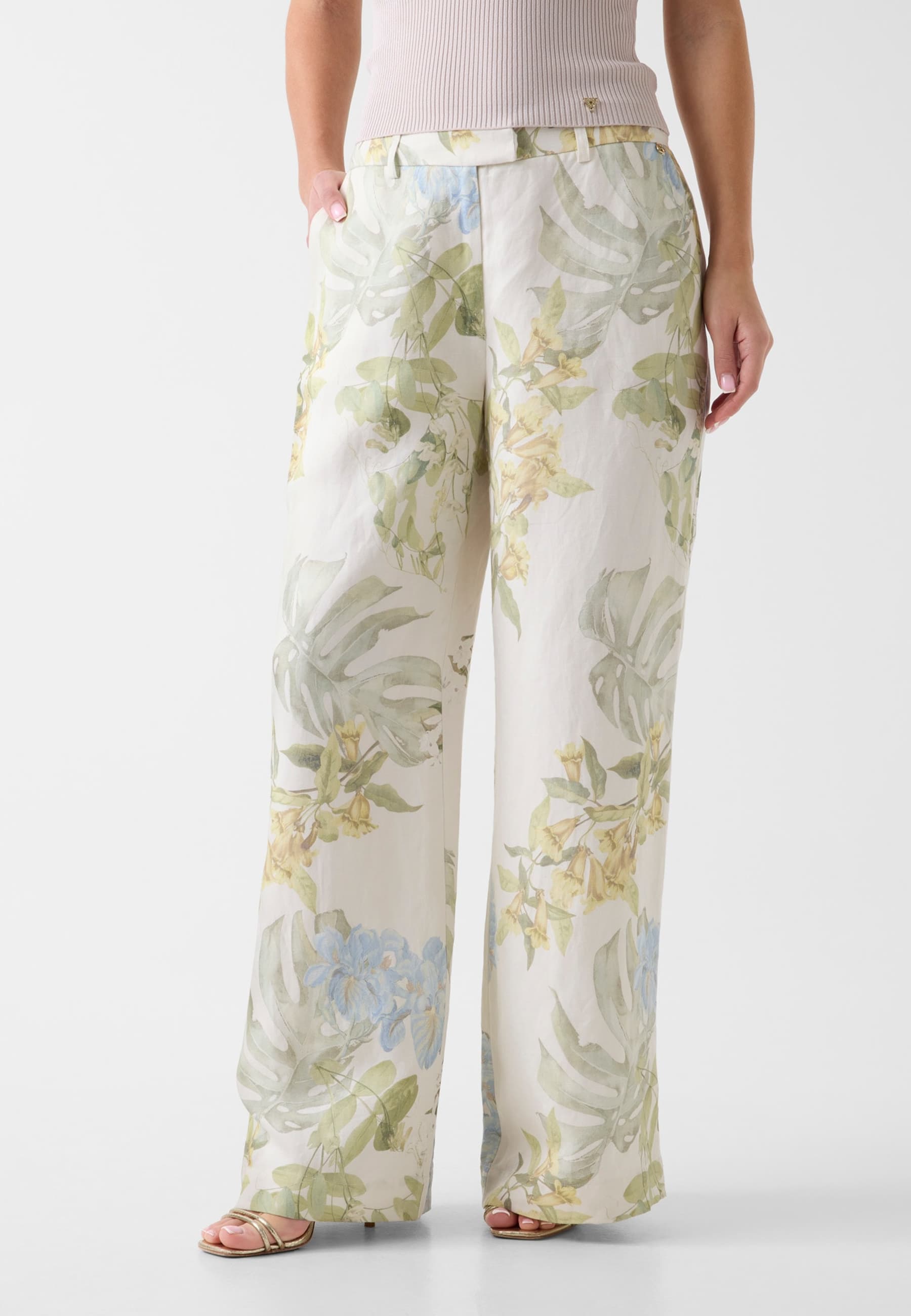 Pantalons Imprimés En Mélange De Lin, GUESS