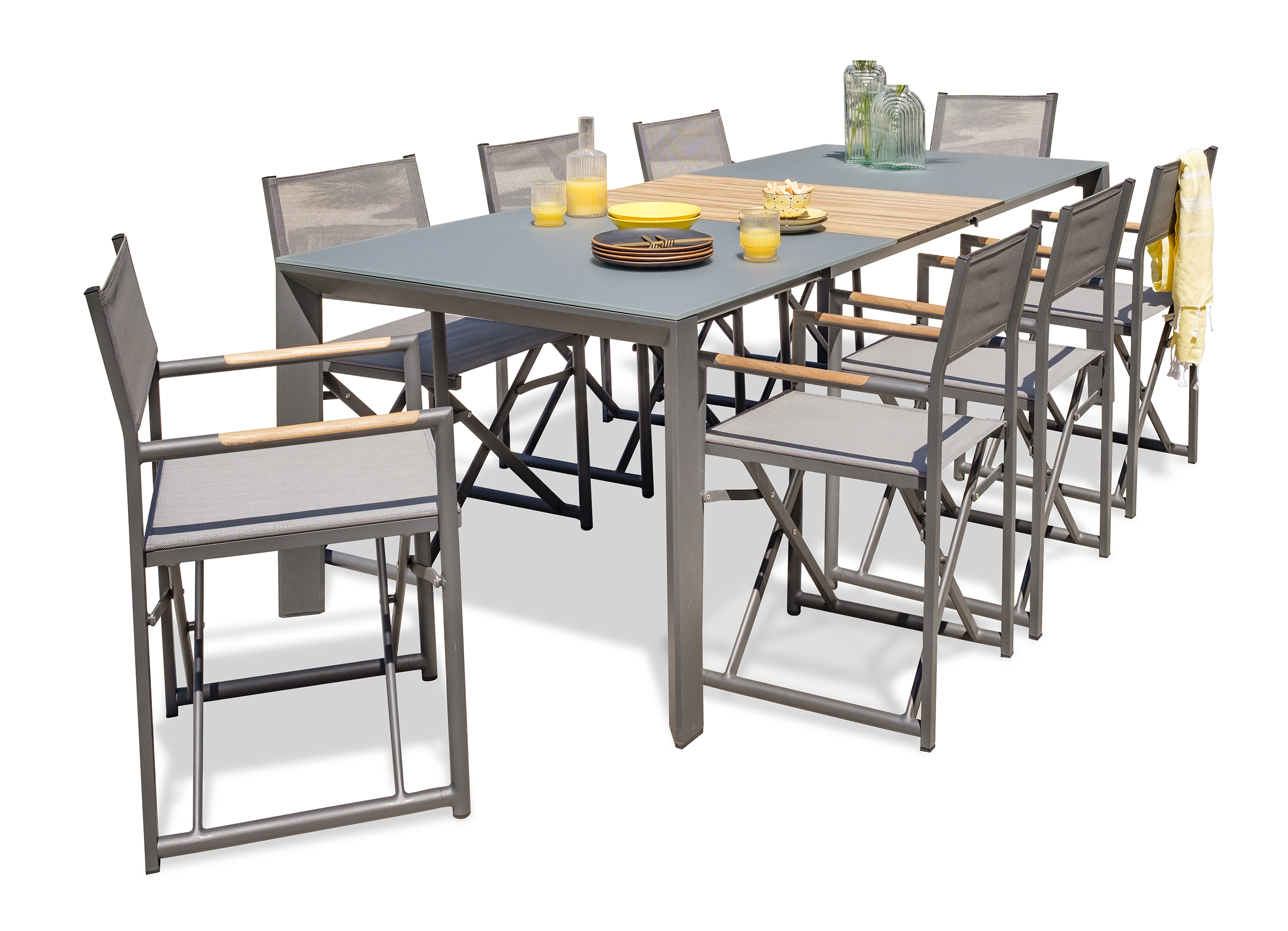 Ensemble repas de jardin en aluminium HONFLEUR, DCB GARDEN