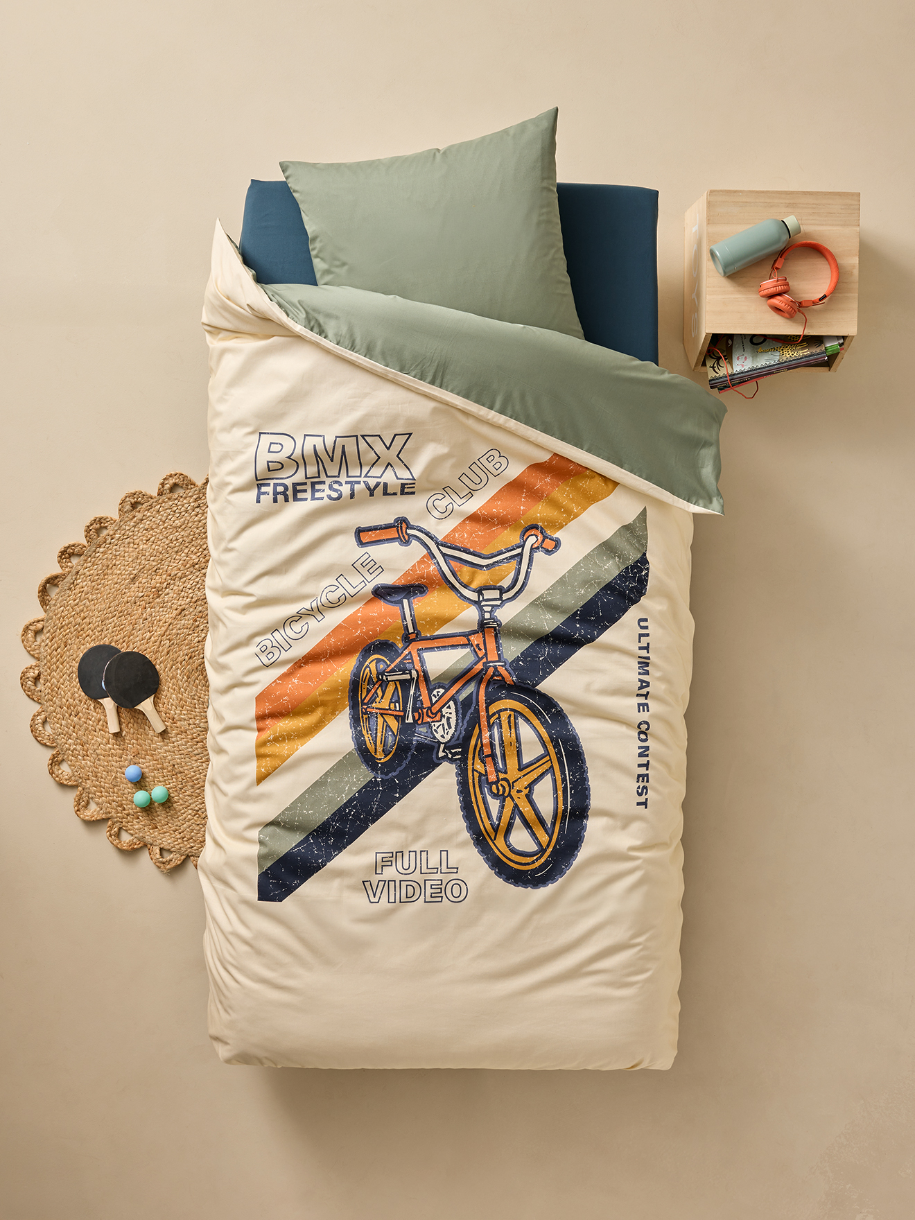 Parure housse de couette et taie d'oreiller BMX, VERTBAUDET