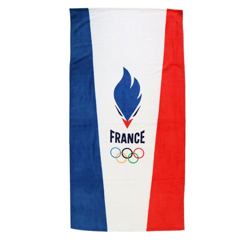 Drap de plage imprimé 100% coton, equipe de france olympique drapeau bleu,  blanc, rouge Paris 2024