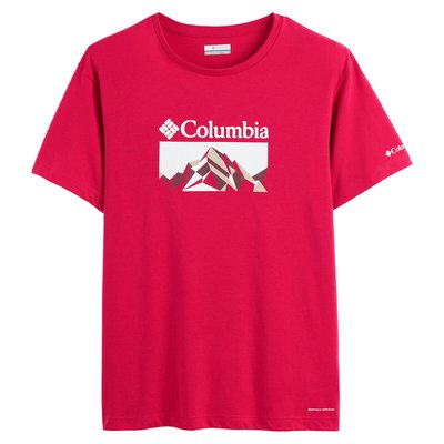 Thistletown Hiking T-Shirt with Logo Print and Short Sleeves in Cotton Mix COLUMBIA