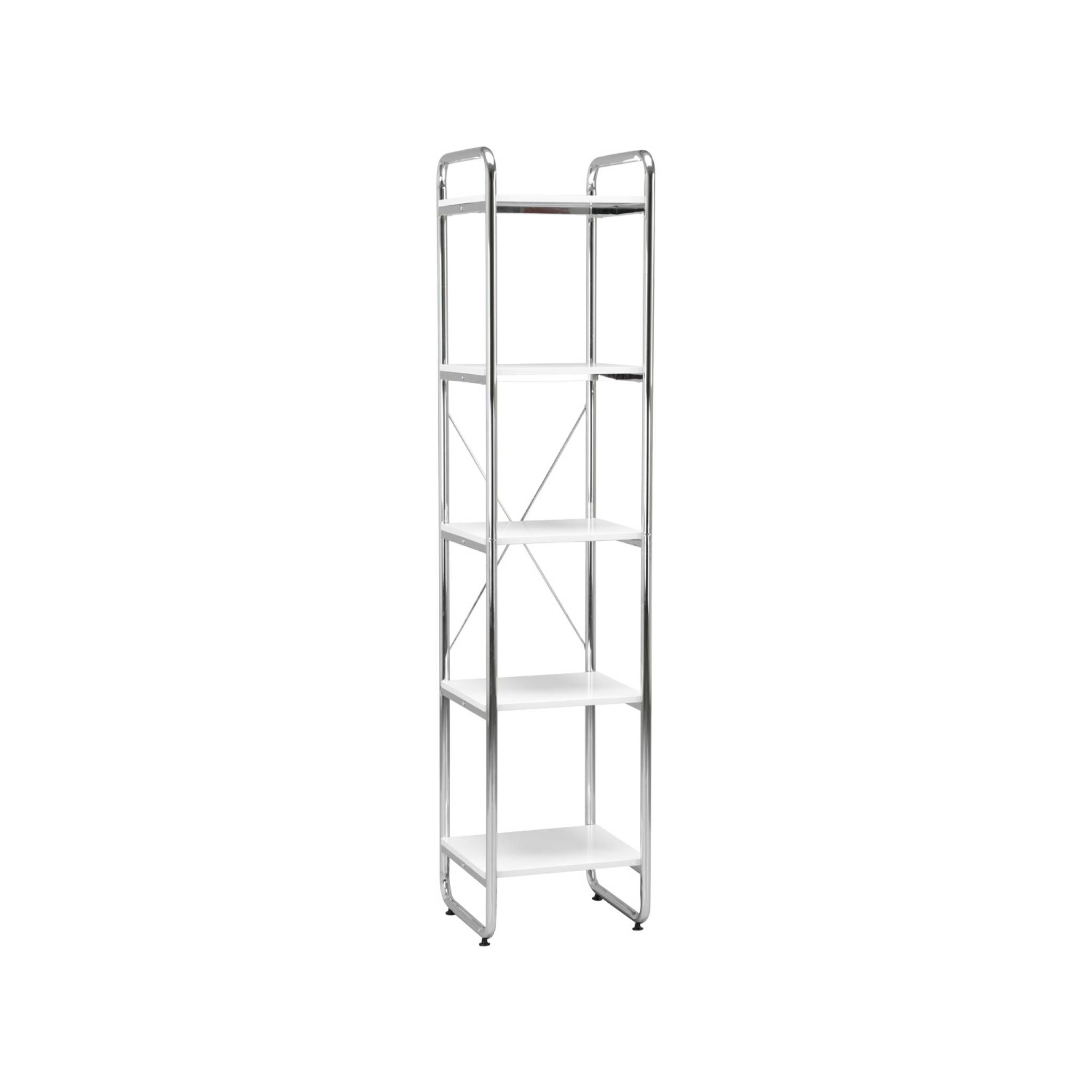 Etagère métal chromé et décor bois 5 niveaux LENNOX, SWEEEK