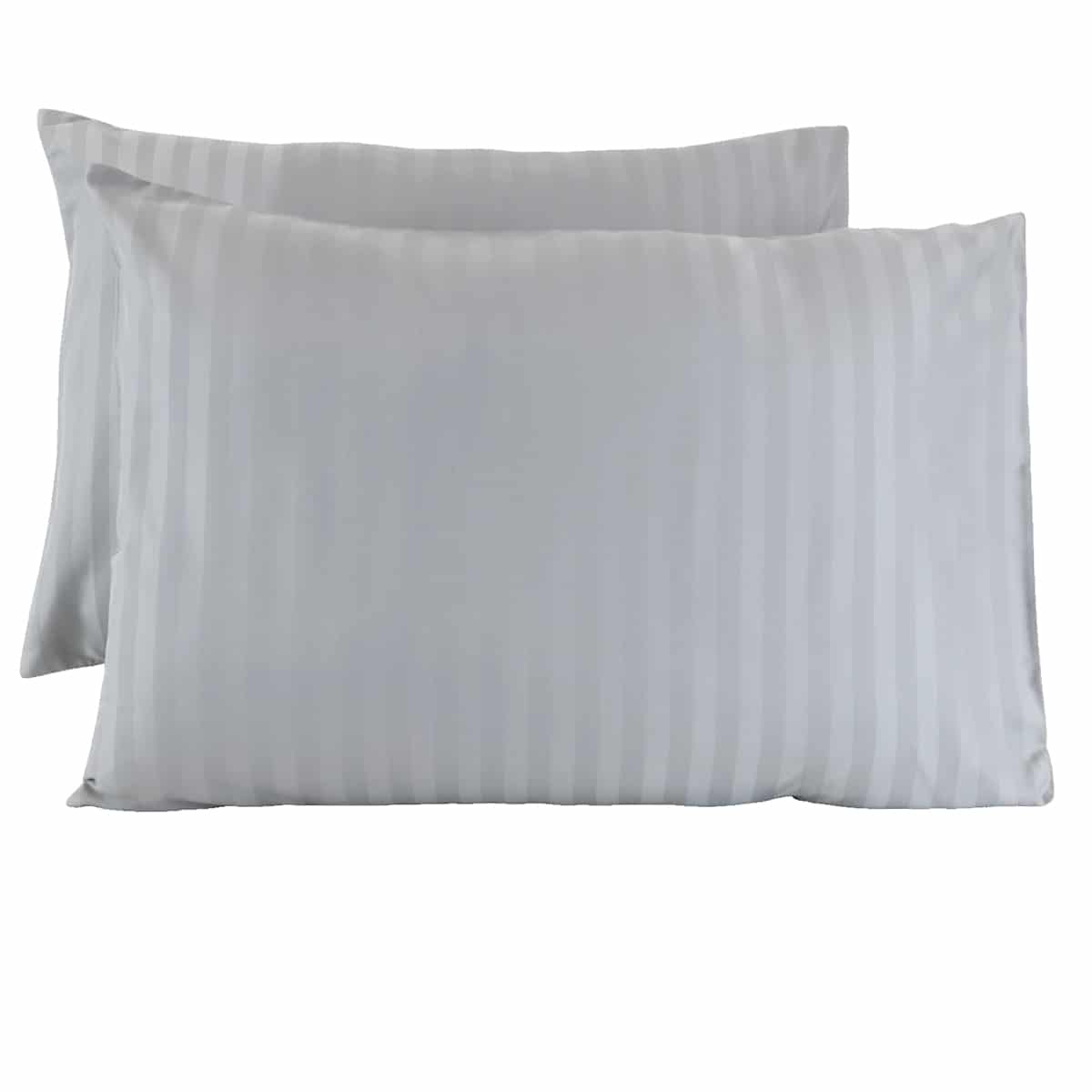 Lot de 2 taies d'oreillers coton bandes satin MIRAGE, LINANDELLE