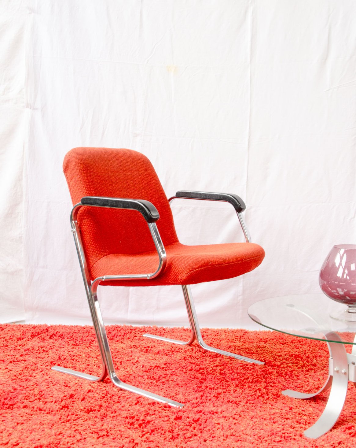 Fauteuil en tissu et skaï Jakob N°1435 - Bon état, DEBONGOUT