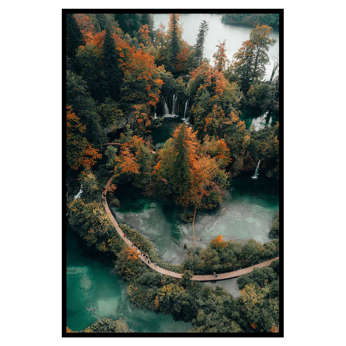Affiche encadrée forêt et cascades vue aérienne, HEXOA