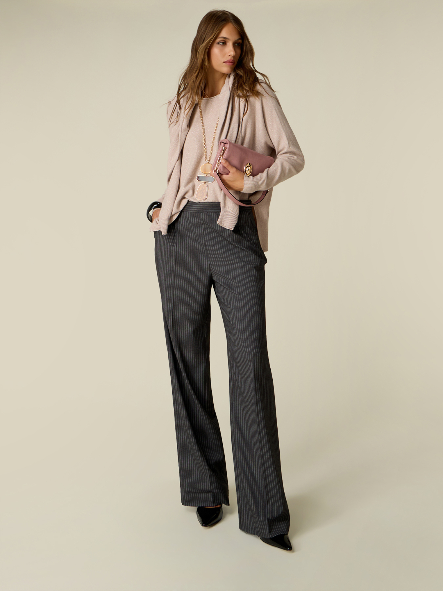 Pantalon palazzo à rayures, OLTRE