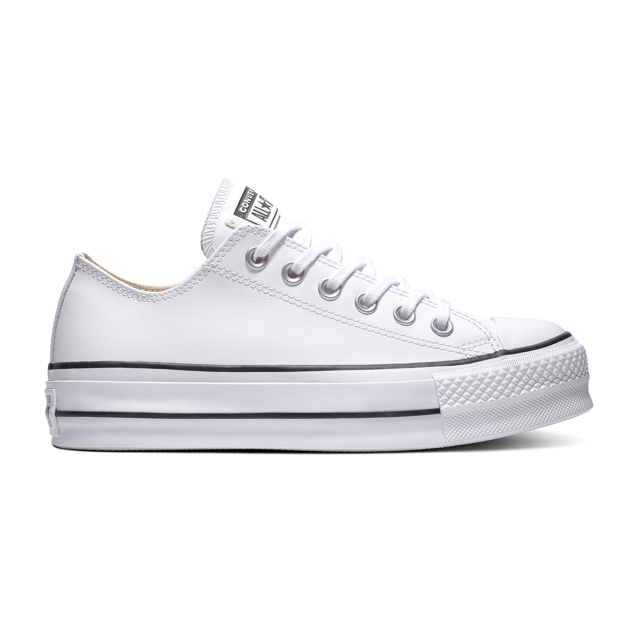 Chuck taylor all star lift leather ox flatform trainers , white, Converse |  La Redoute