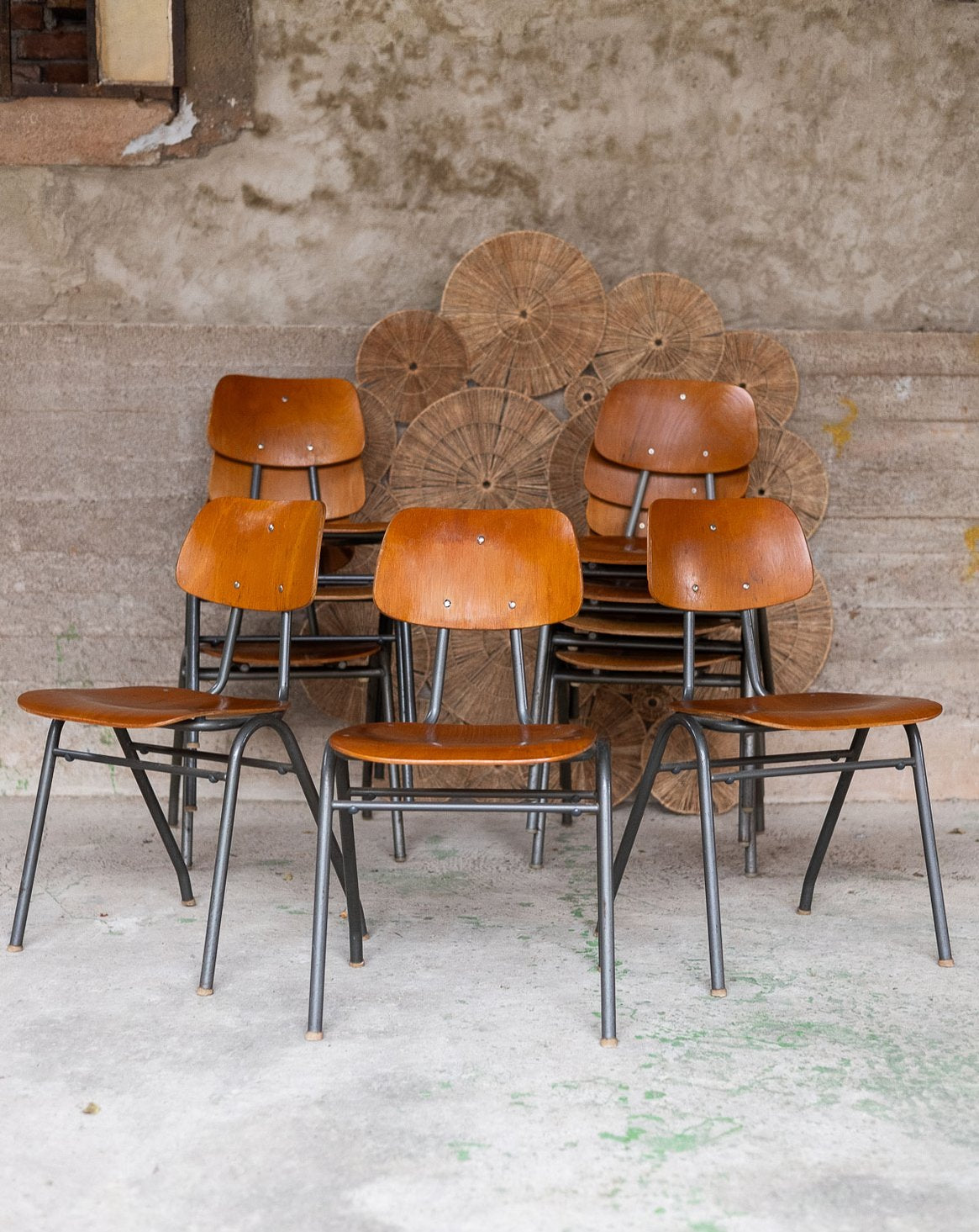 Chaise d'école au style industriel Alma N°2045 - Bon état, DEBONGOUT