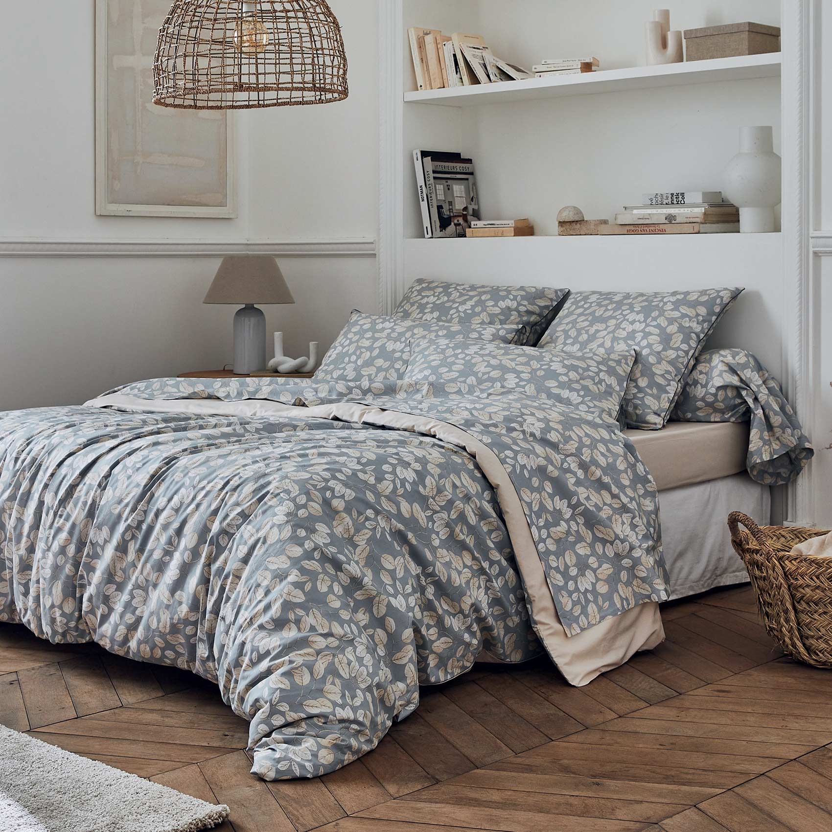 Housse de couette coton percale LISON GRIS, TRADILINGE
