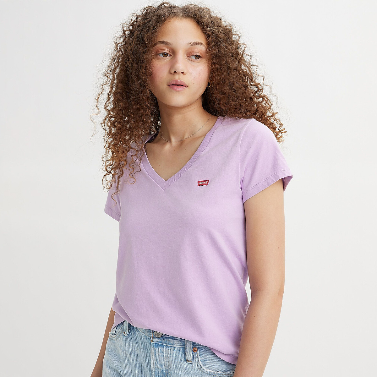 T-shirt ragazza LEVI'S con maniche corte a righe e stampa 3D.