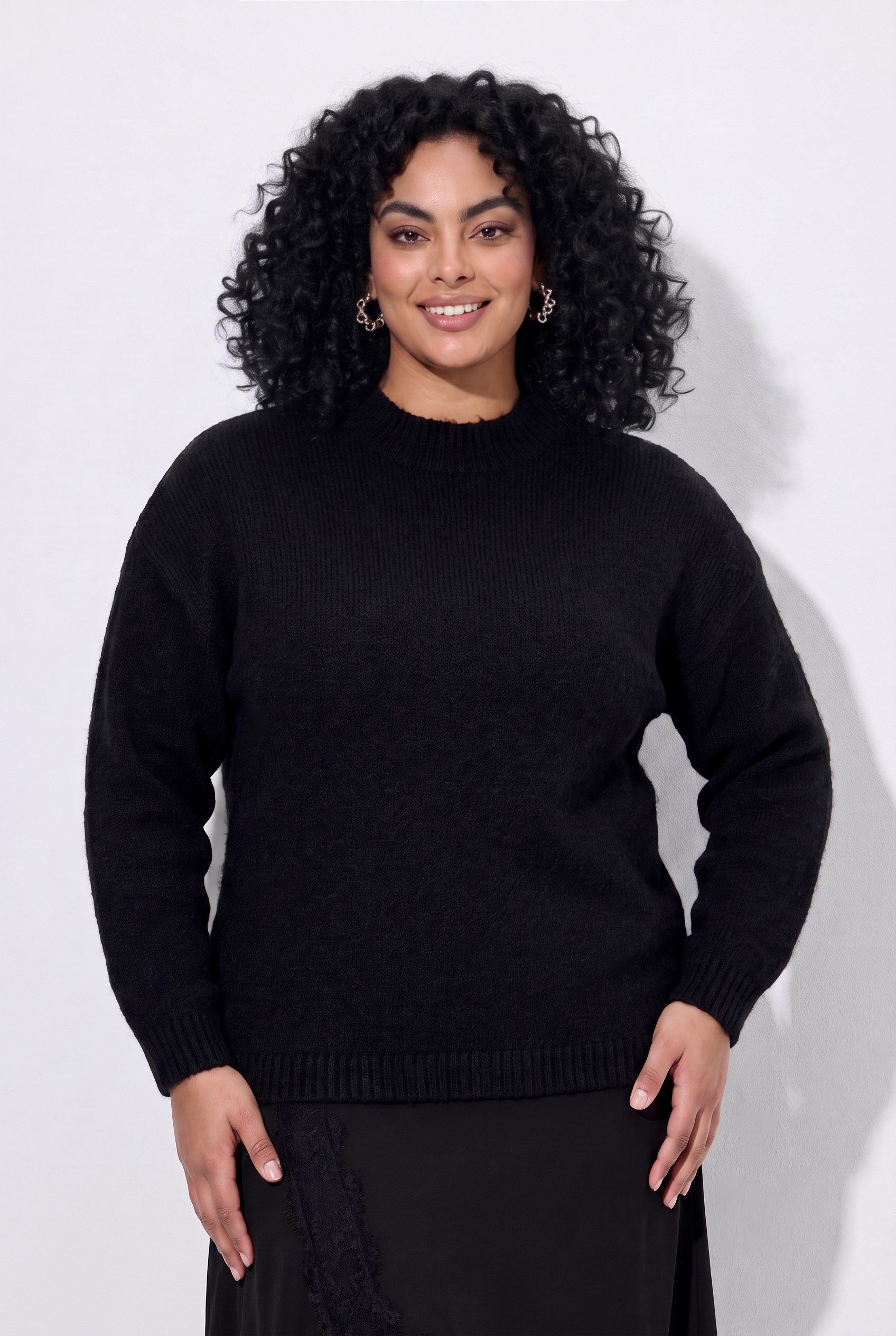 Pull en maille fine, col montant, ULLA POPKEN
