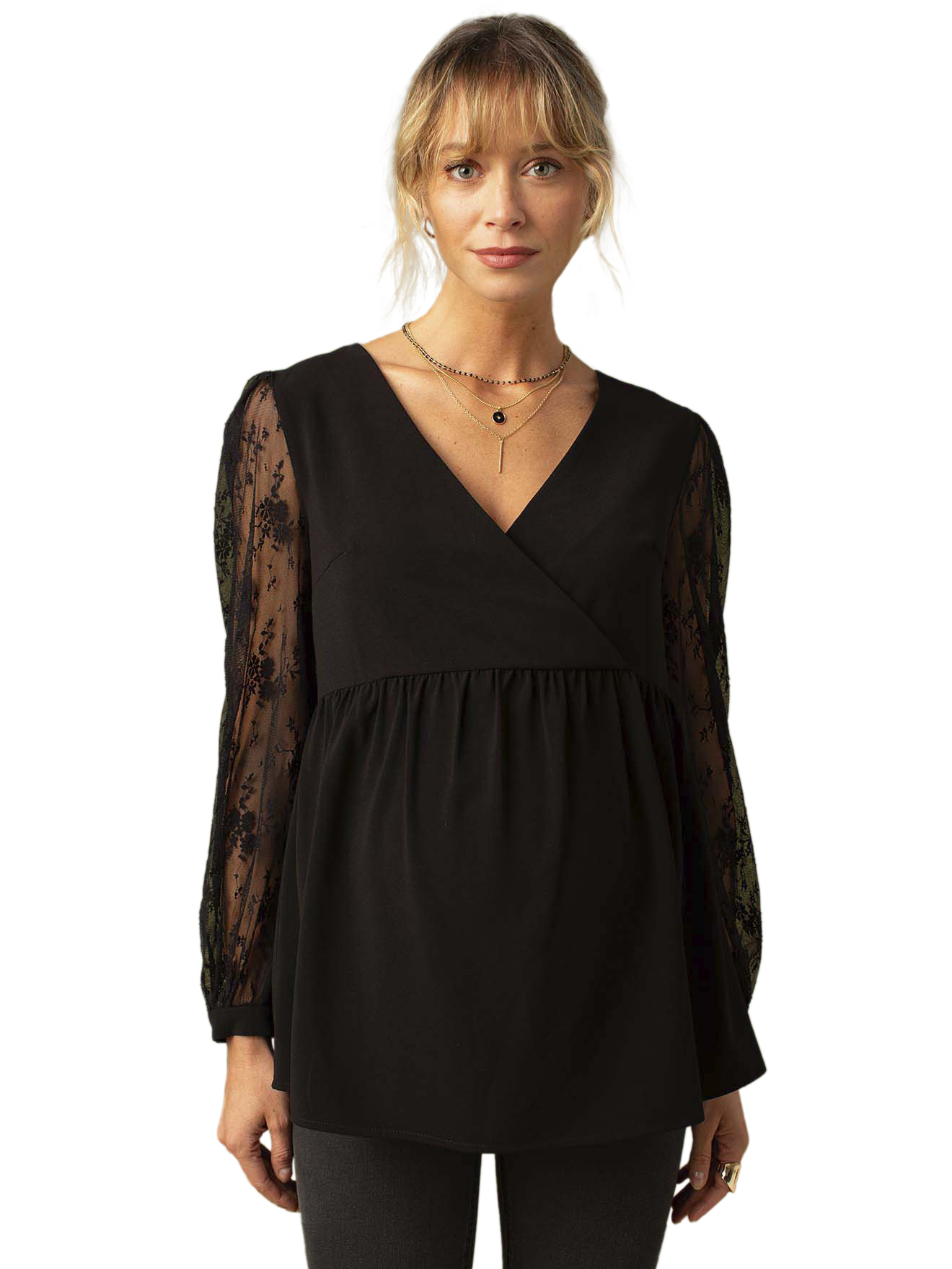 Blouse de grossesse en crêpe et dentelle, ENVIE DE FRAISE