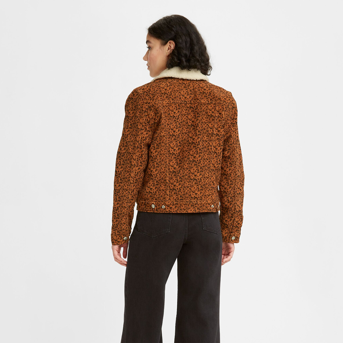 Leopard print trucker jacket with sherpa collar leopard print Levi's | La  Redoute