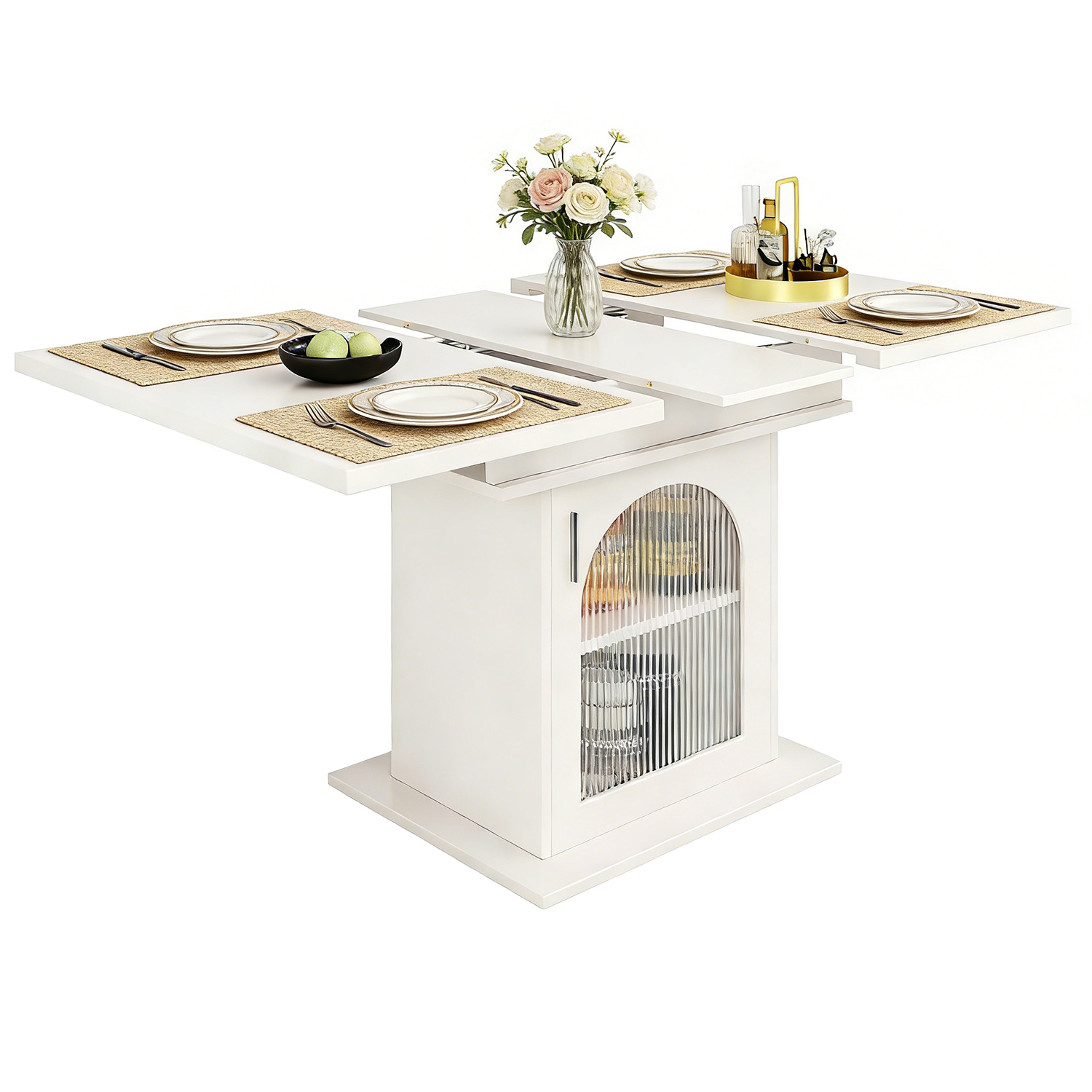 Table à manger extensible à allonge papillon intégrée, ZARAD, MEUBLES COSY